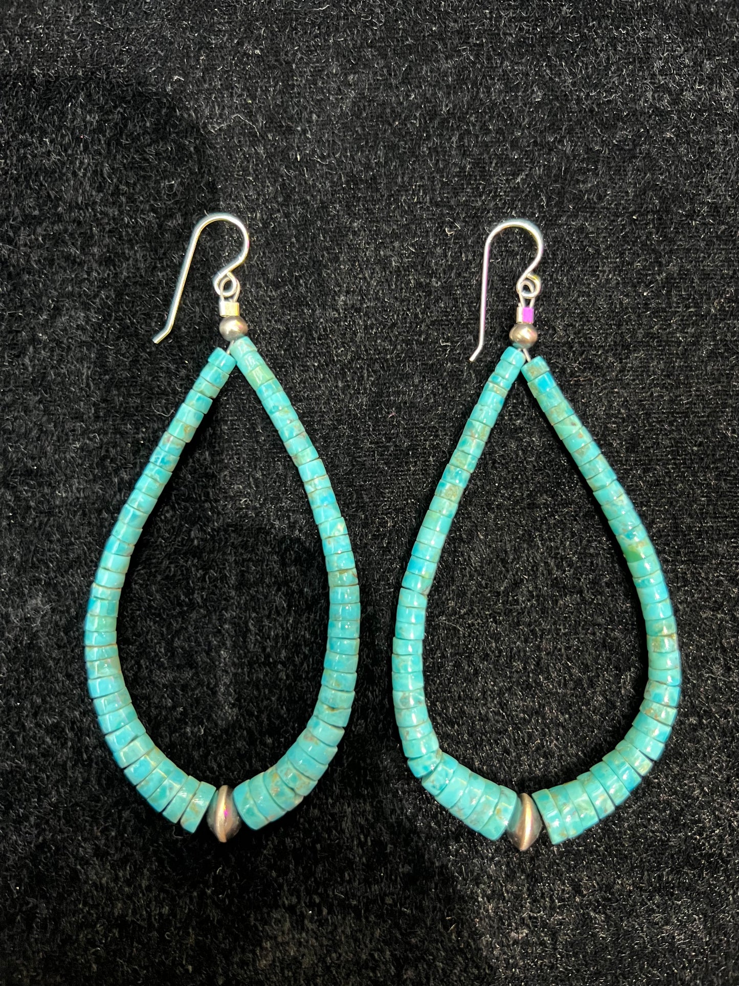 Graduated Heishi Beads with Disc Bead Dangle Earrings (3.5 inches long)