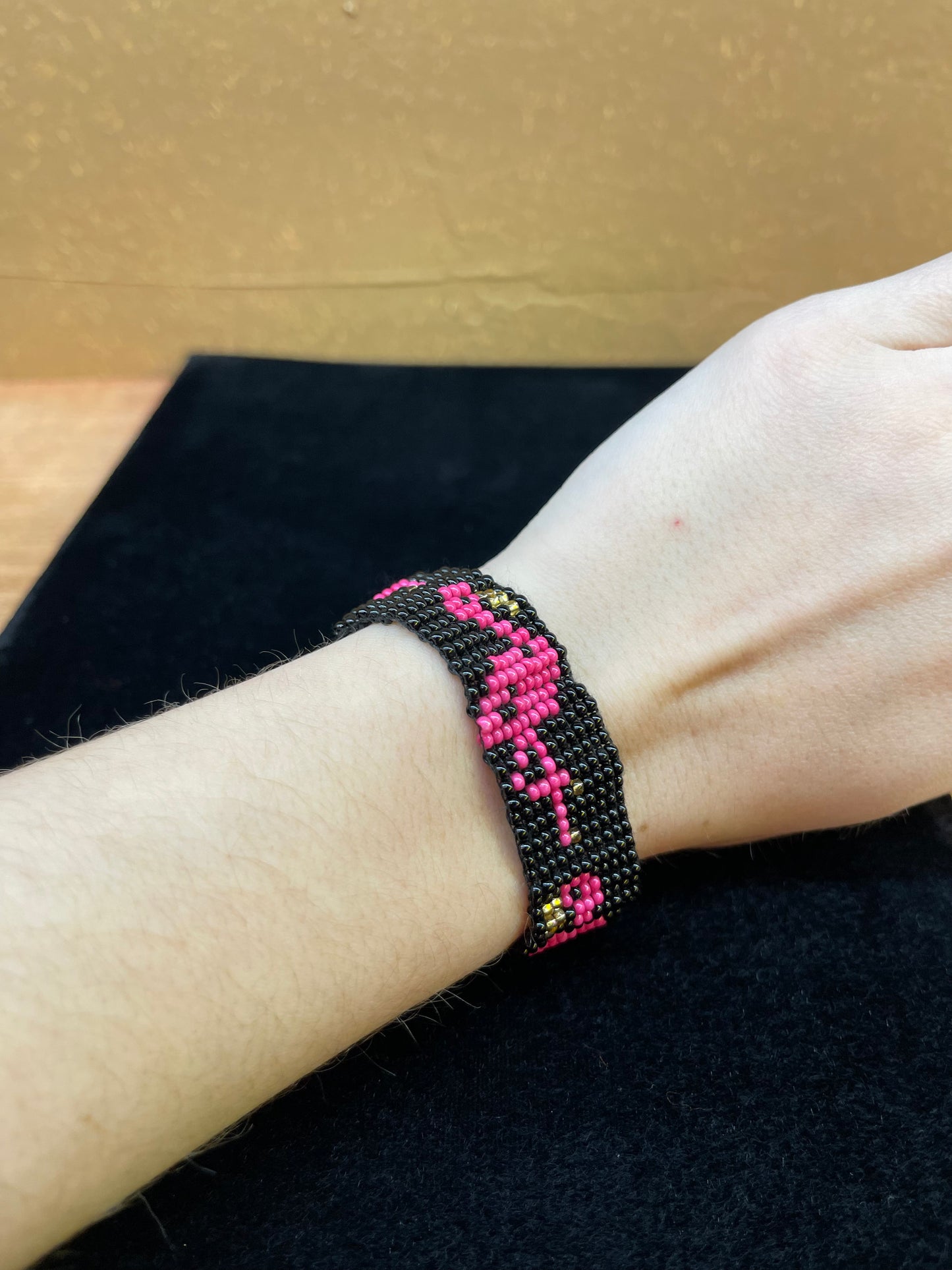 Black Seed Bead Flamingo Bracelet