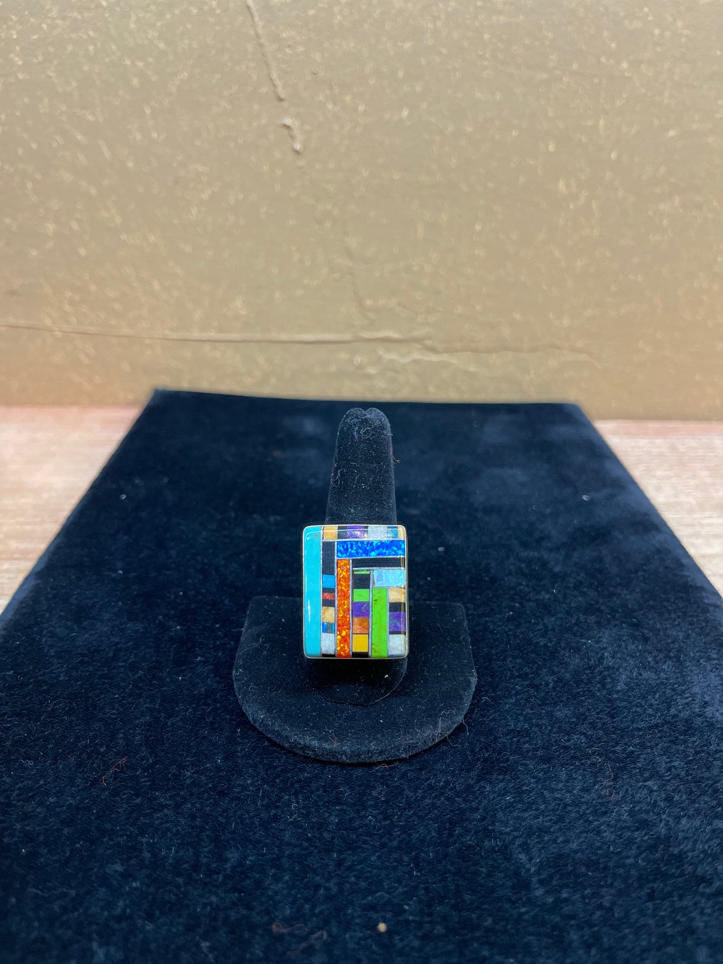 10.5 Multi Stone Square Ring By Ronald And Petra Chavez Santo Domingo
