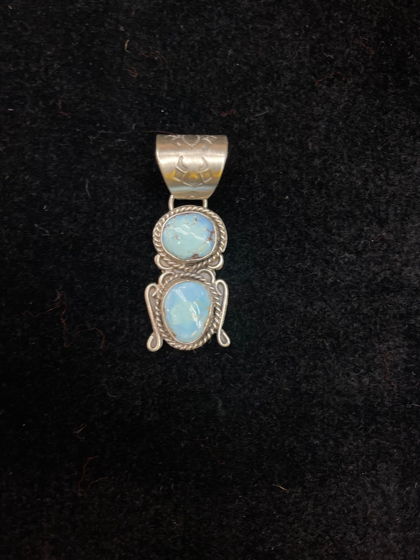 Light Blue Turquoise Stamped Pendant