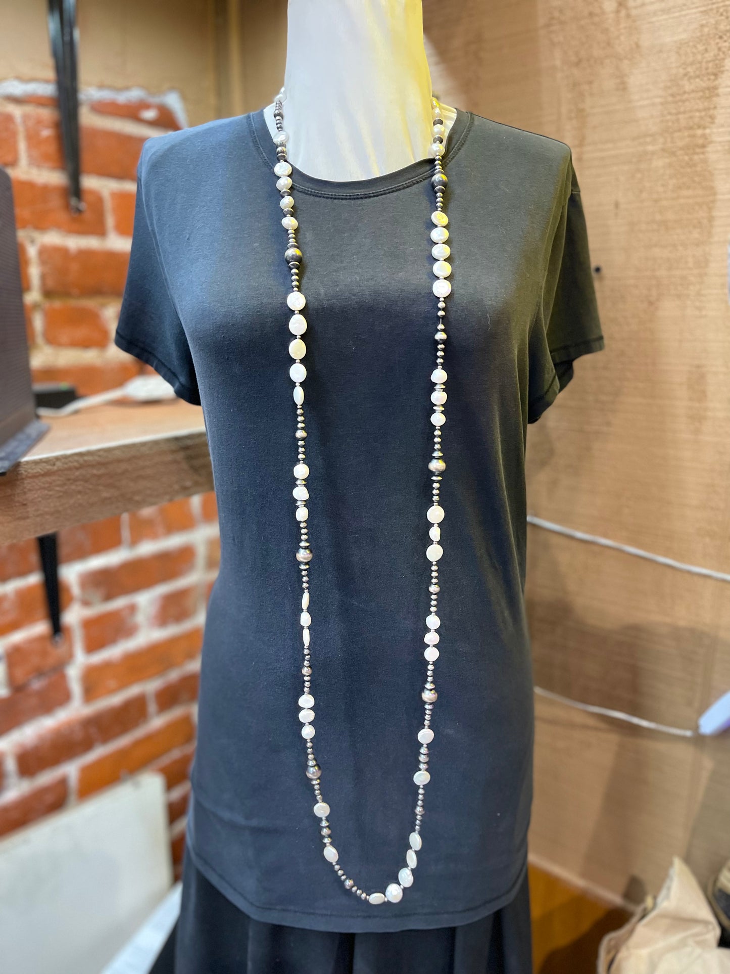 Freshwater Pearls and Navajo Pearl Wrap Necklace