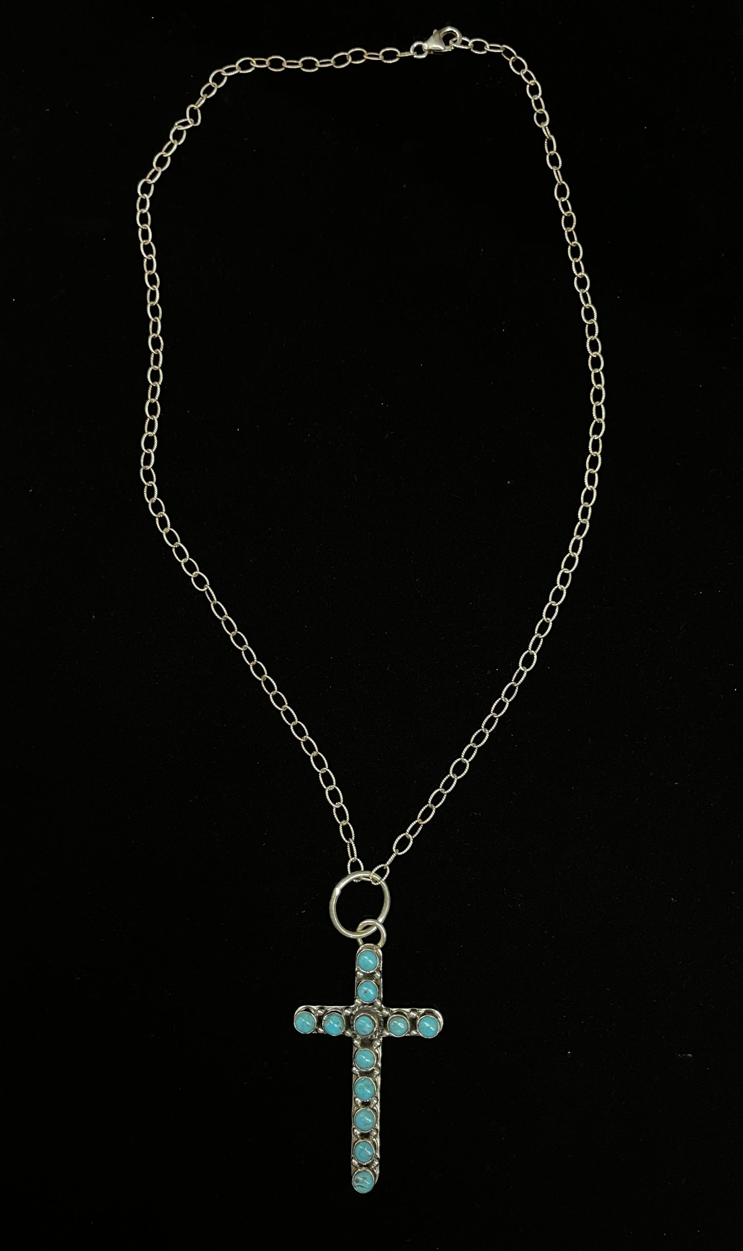 20" Kingman Turquoise Cross Necklace by Hada Collection