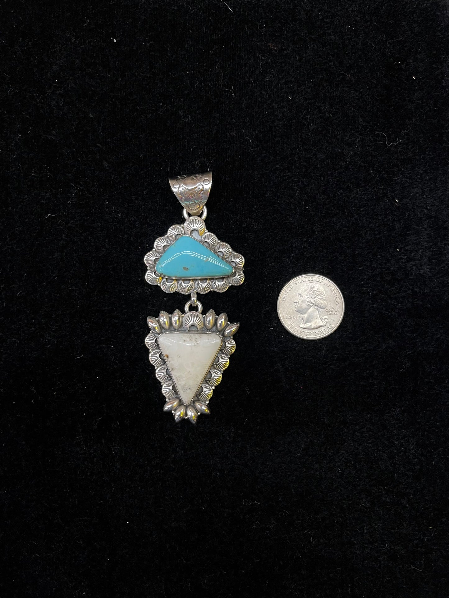 White Buffalo and Turquoise Pendant