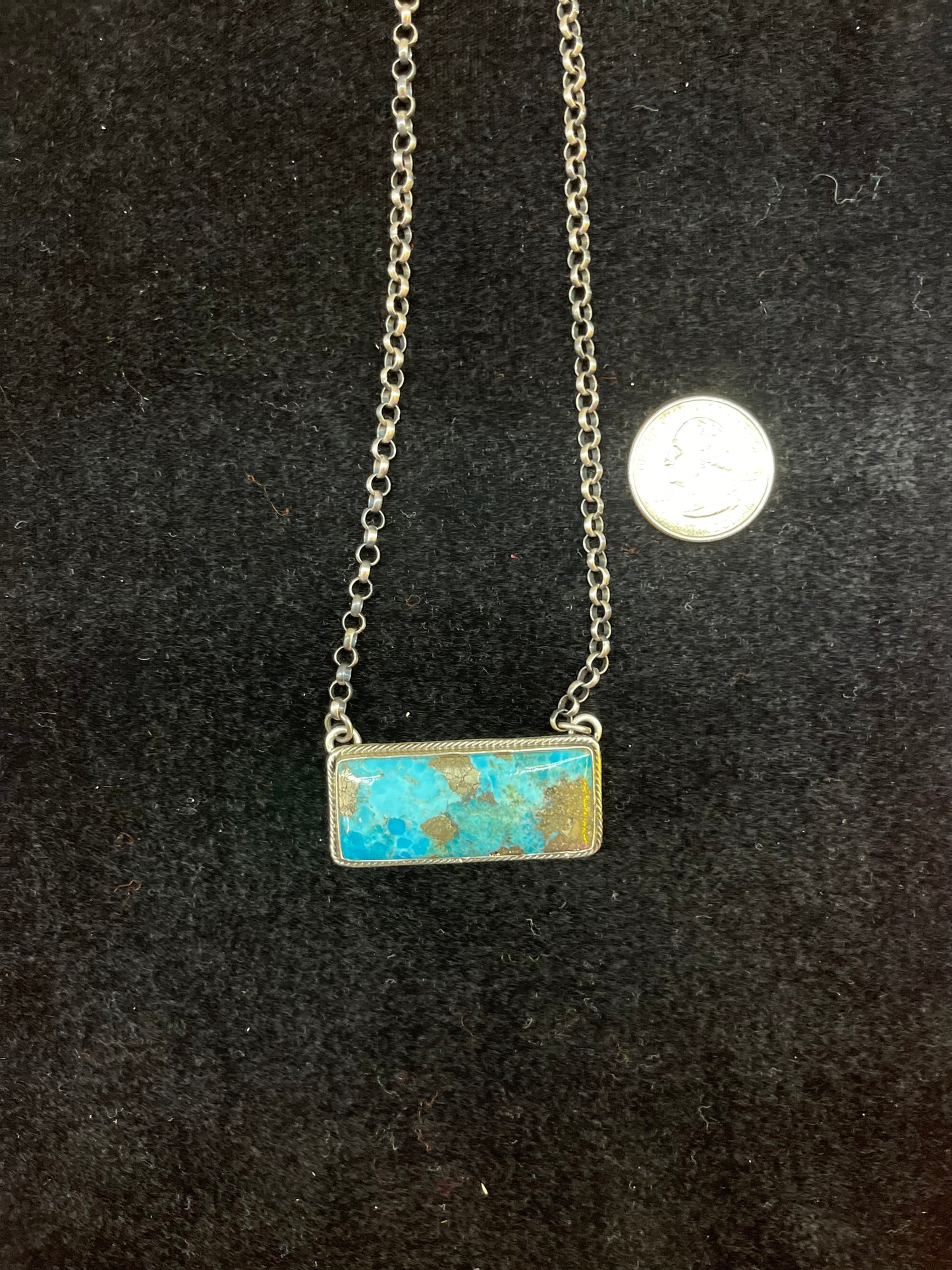 Kingman Turquoise Bar Necklace By P.Yazzie