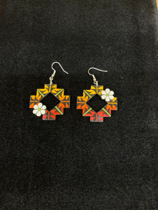 Santo Domingo Aztec Tropical Style Dange Earrings By Micah Garcia