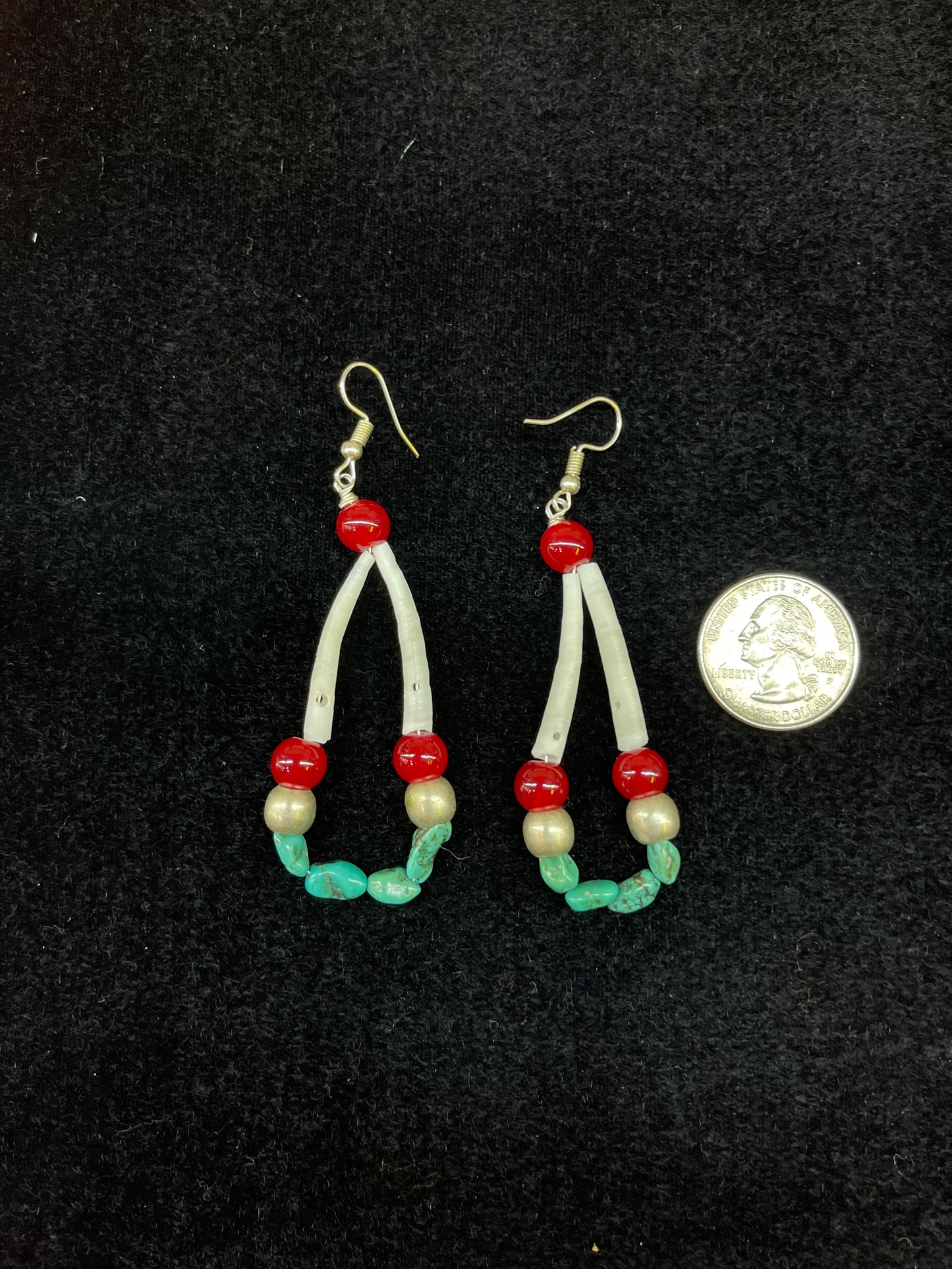 Mother Of Pearl With Copper And Turquoise Dangle Earrings By Ren McCulley
