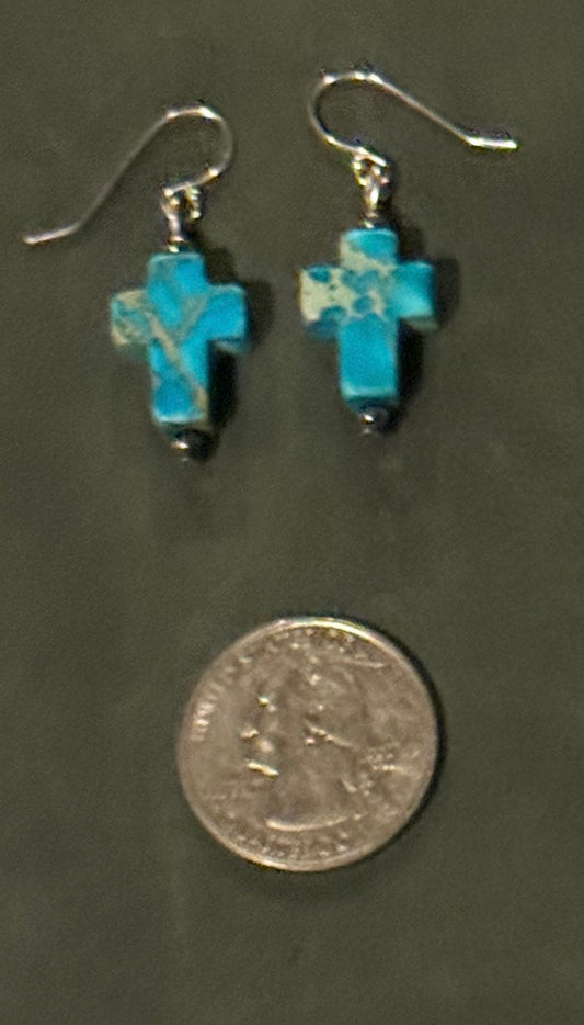 Magnesite Cross Earrings