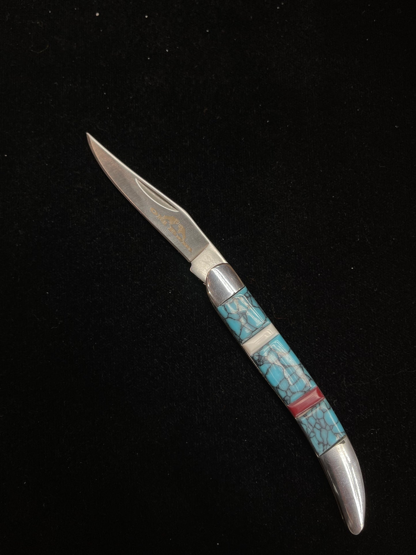 Sterling Silver Inlay Knife by Bevis Tsadaisi, Zuni