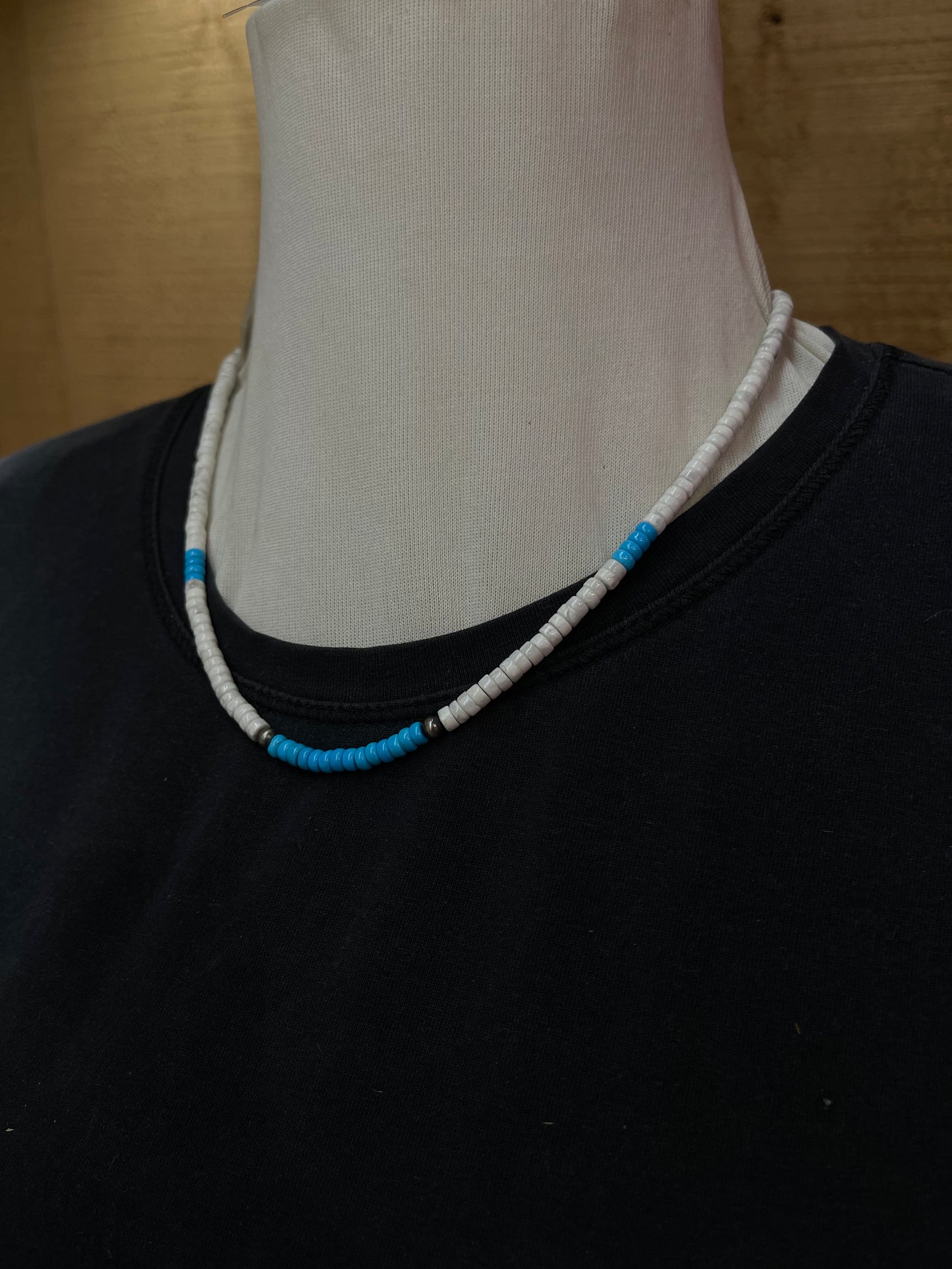 18" 4mm Howlite and Sleeping Beauty Turquoise Necklace