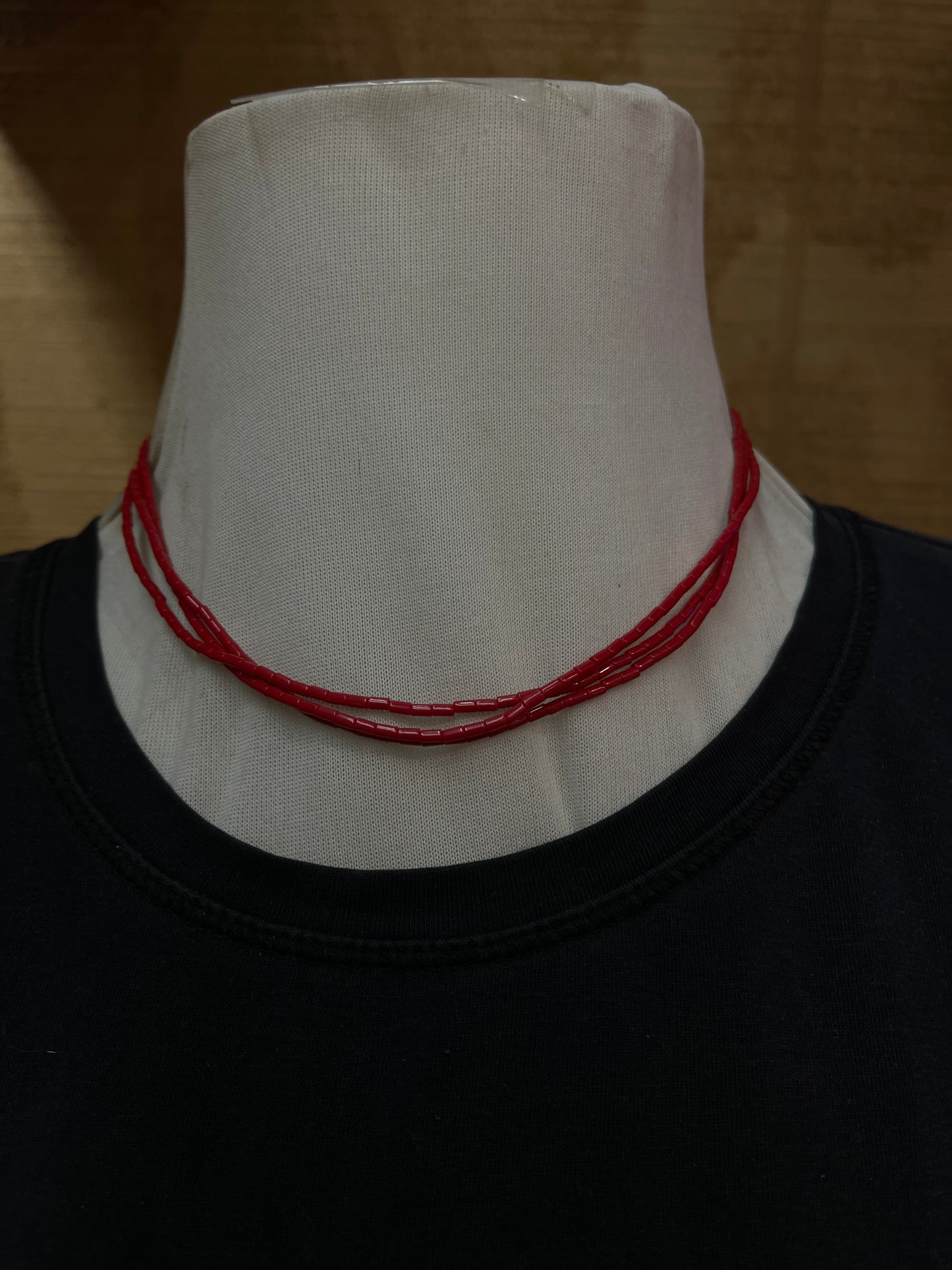 18" 3 Strand Coral and Melon Shell Necklace