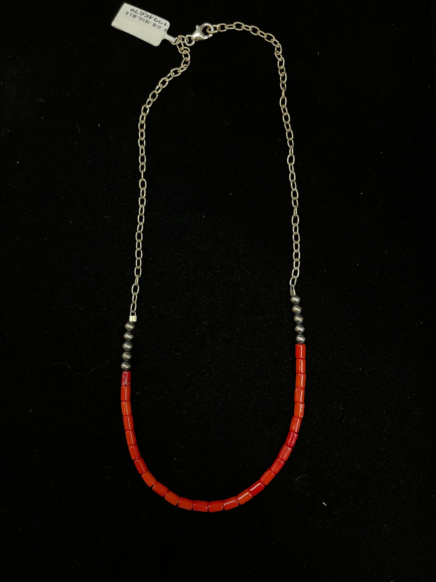 18" Coral and Navajo Pearl Chain Necklace