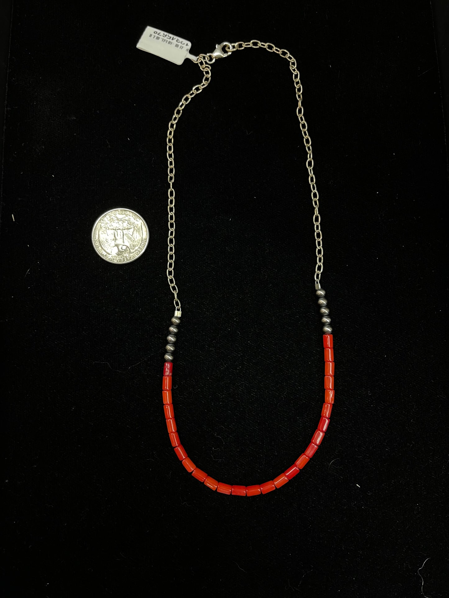 18" Coral and Navajo Pearl Chain Necklace