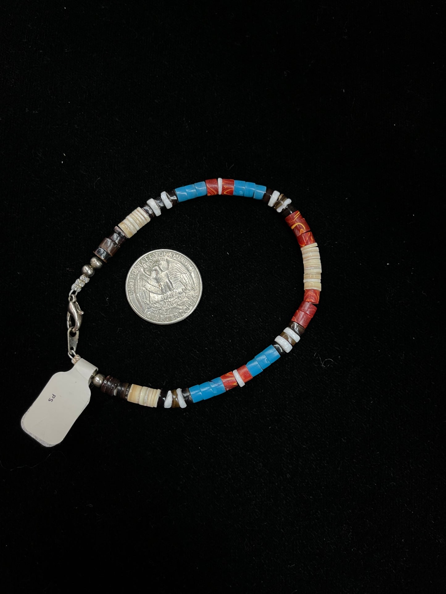 8" Melon Shell, Turquoise, and Coral Bracelet, Santo Domingo