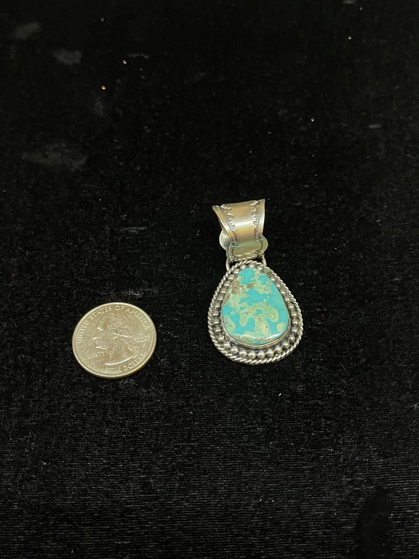 White Water Stamped Turquoise Pendants