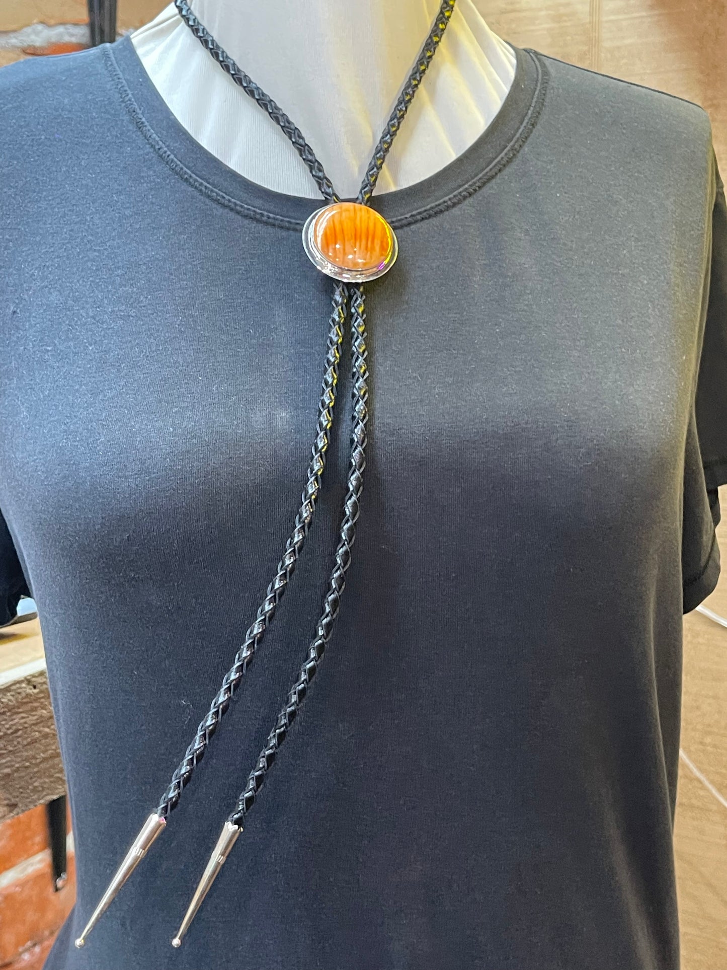 LOT 18 A 11/30 Orange Spiny bolo tie