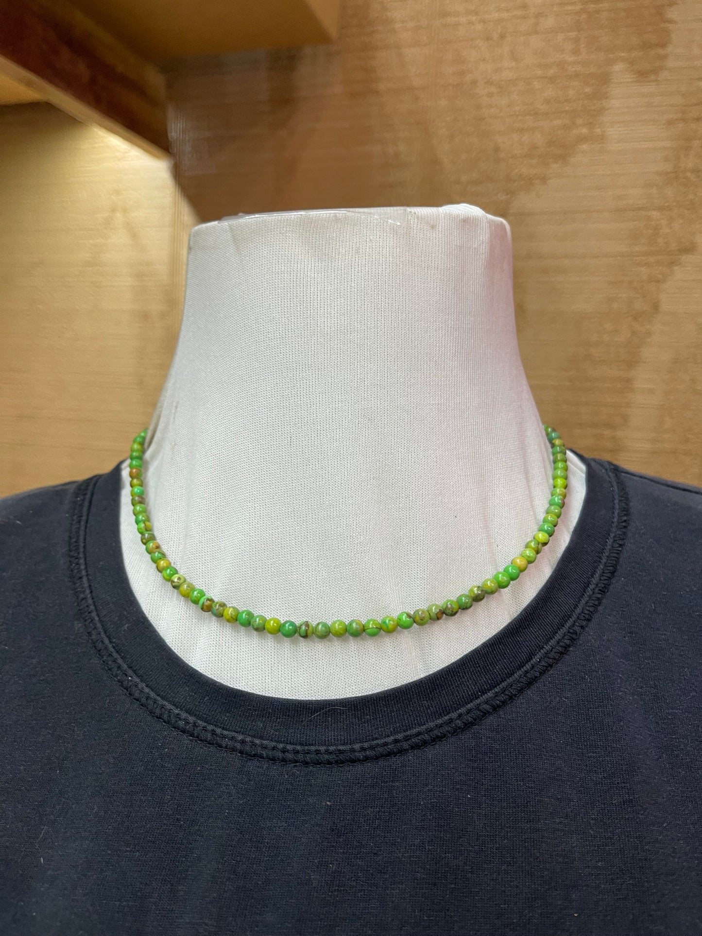 16” 4mm Lime Green Turquoise Necklace