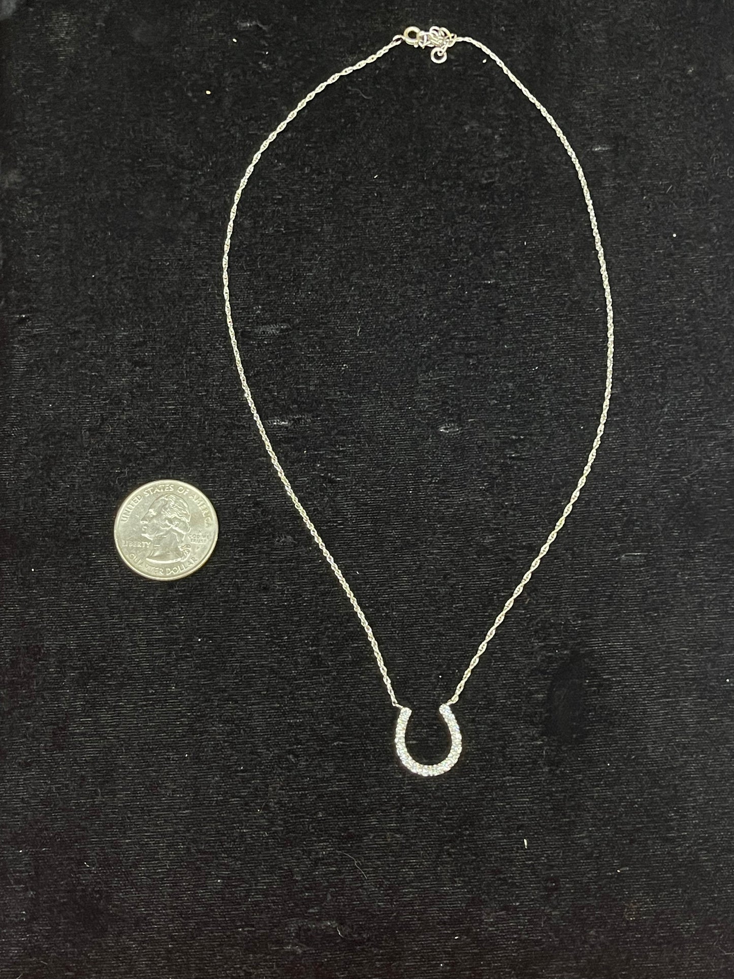 Cubic Zirconia Sterling Silver Horseshoe Necklace