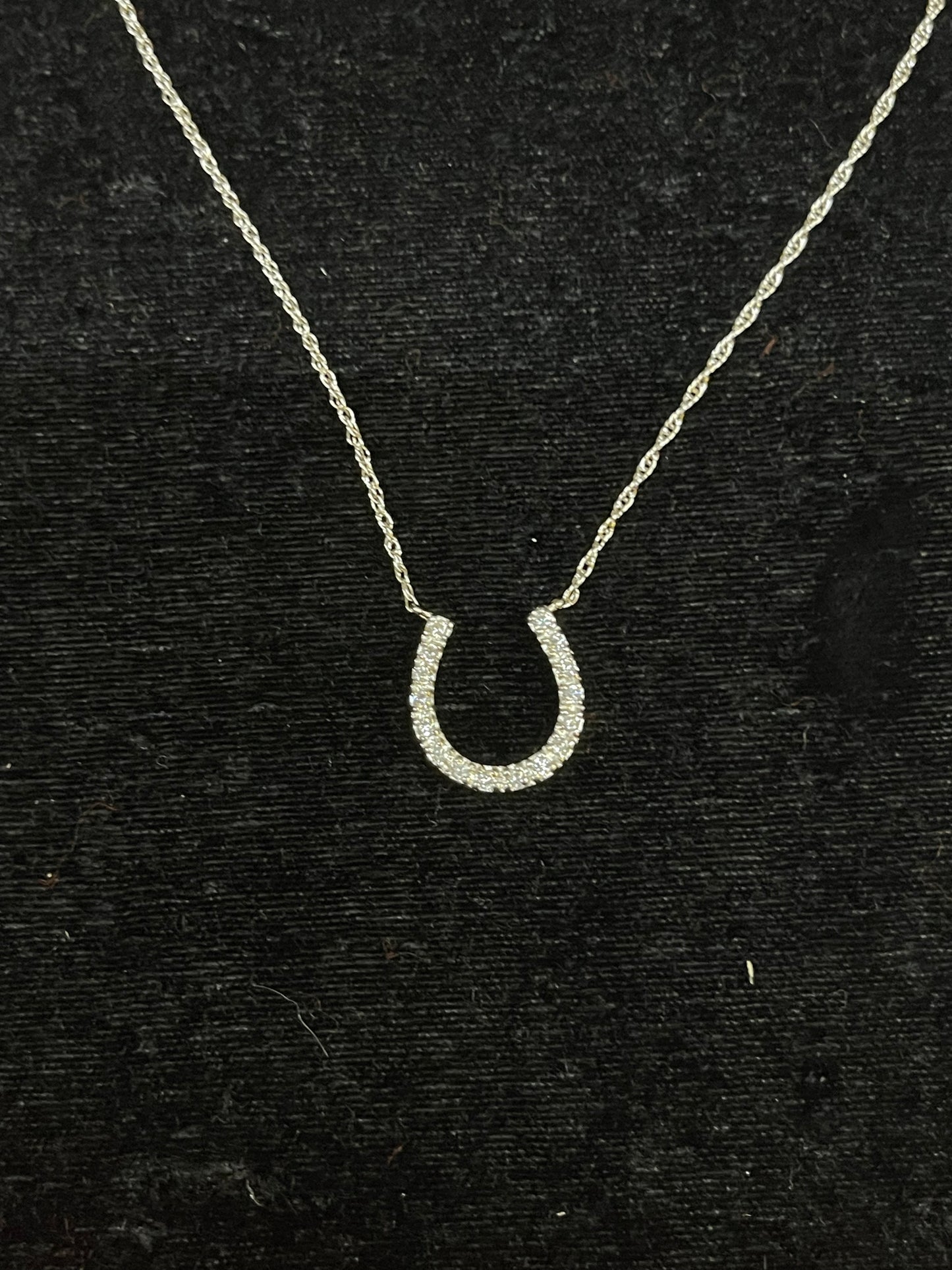 Cubic Zirconia Sterling Silver Horseshoe Necklace