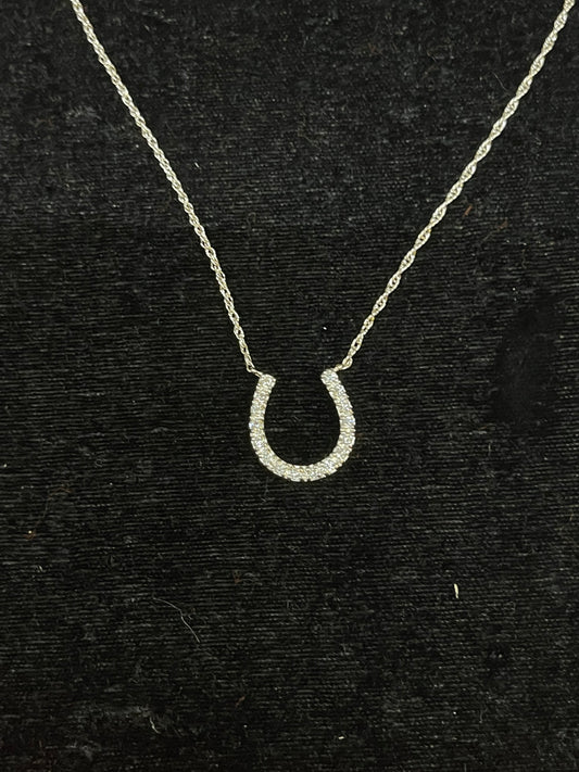 Cubic Zirconia Sterling Silver Horseshoe Necklace