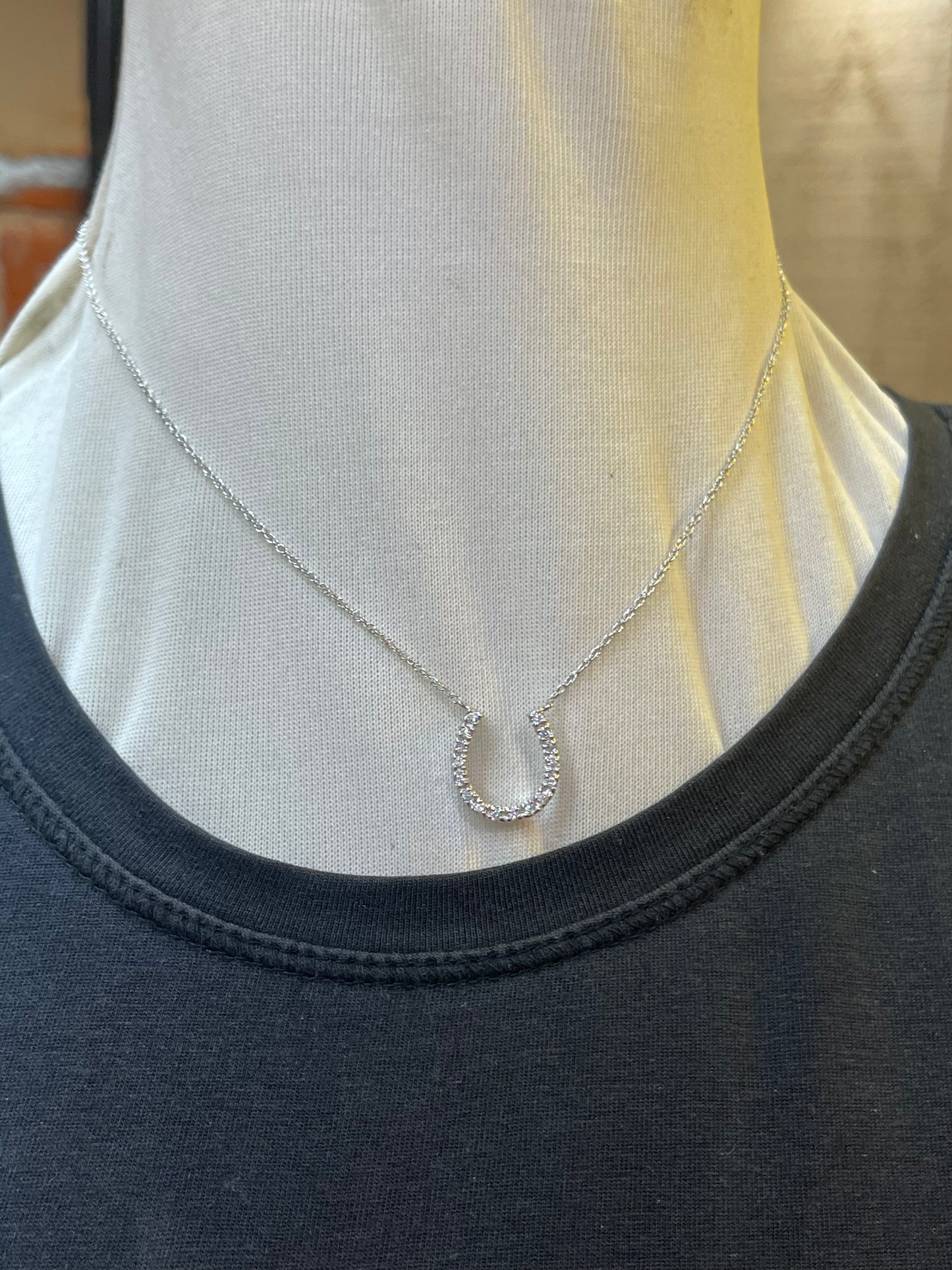 Cubic Zirconia Sterling Silver Horseshoe Necklace