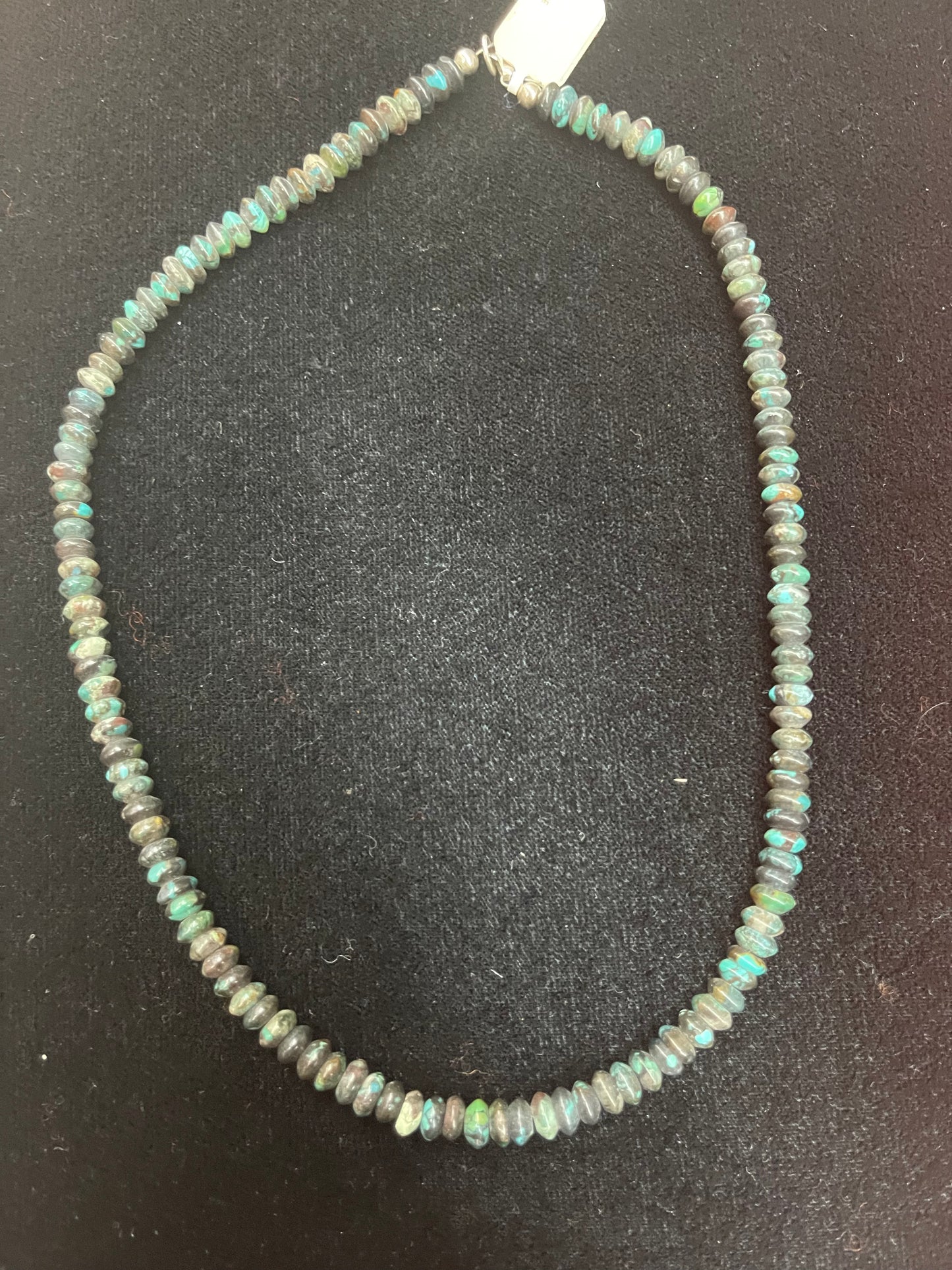 16” Graduated Kingman Turquoise Saucer Beaded Necklace