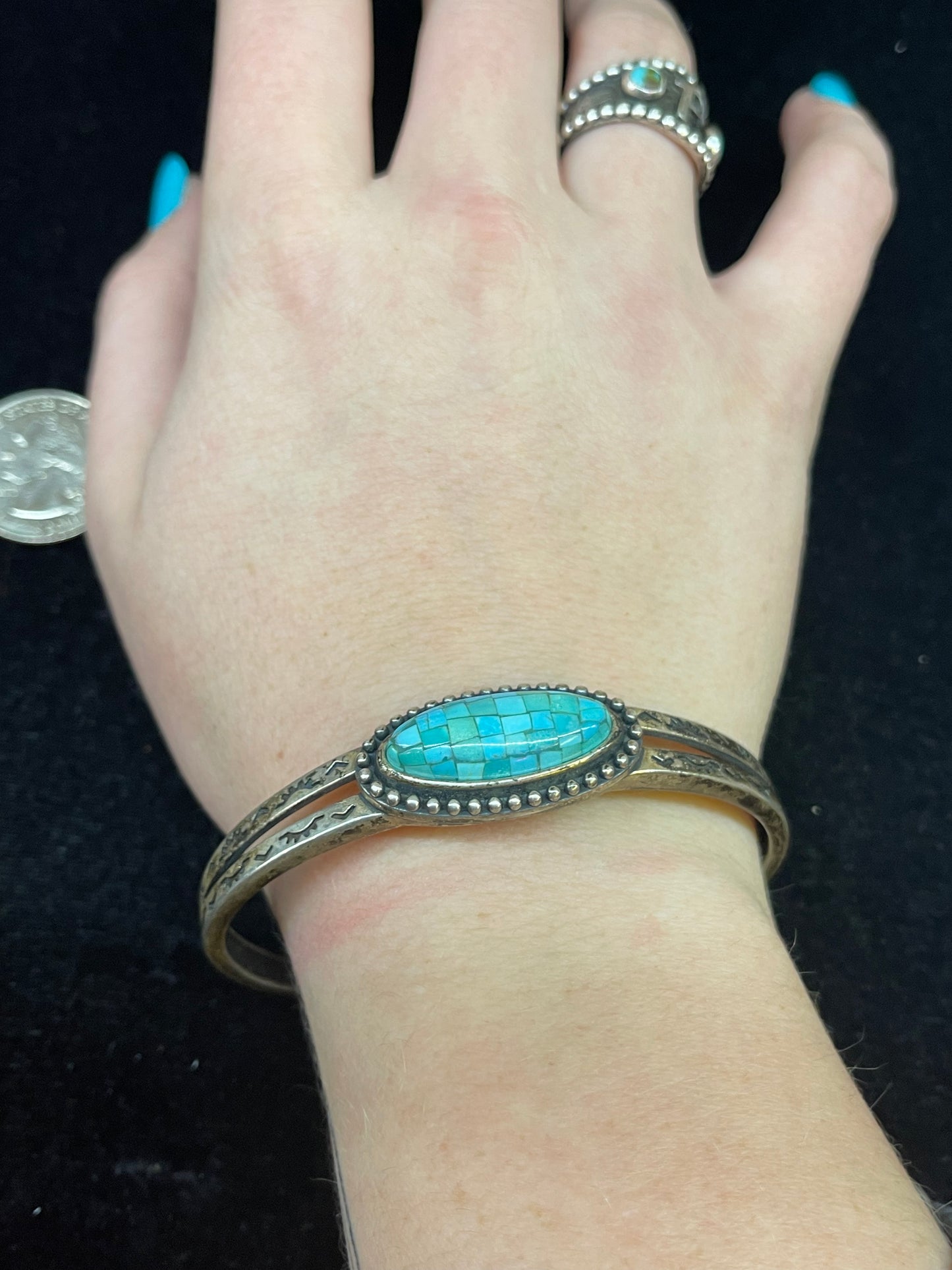 Vintage Turquoise Inlay Bracelet