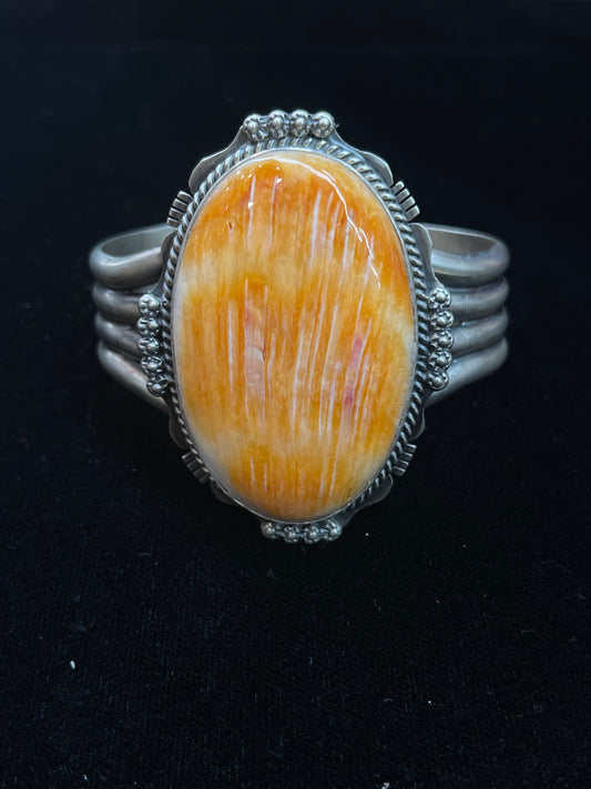 7” Big Spiny Oyster Cuff by J. Nelson, Navajo