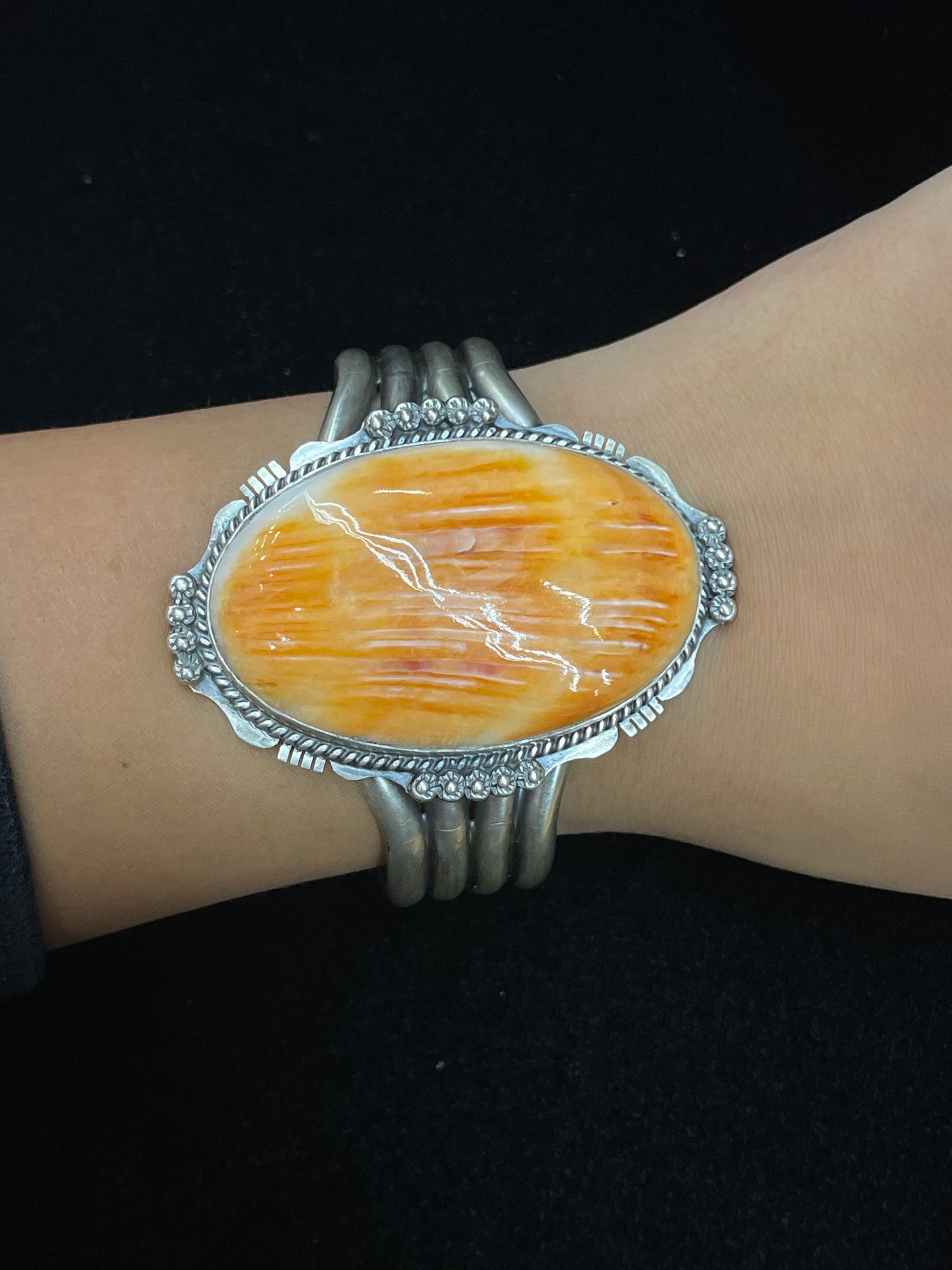 7” Big Spiny Oyster Cuff by J. Nelson, Navajo