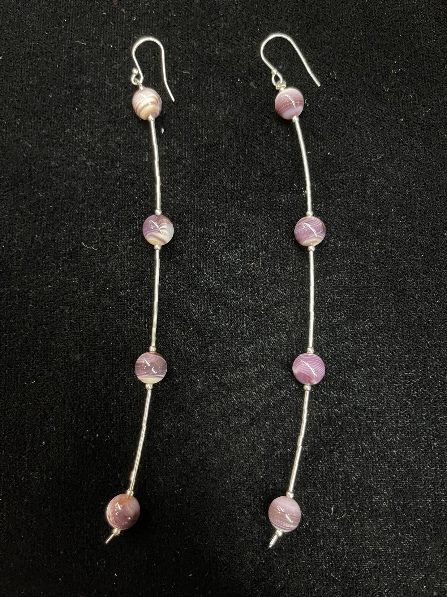 5" Long Wampum Shell Dangle Earring