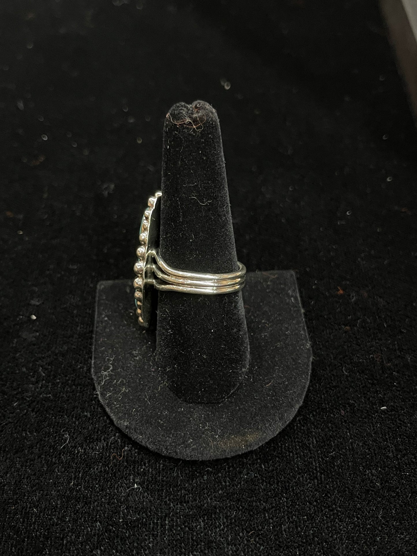 9.0 Three Stone Turquoise Ring by Ryntanna Yazzie, Navajo