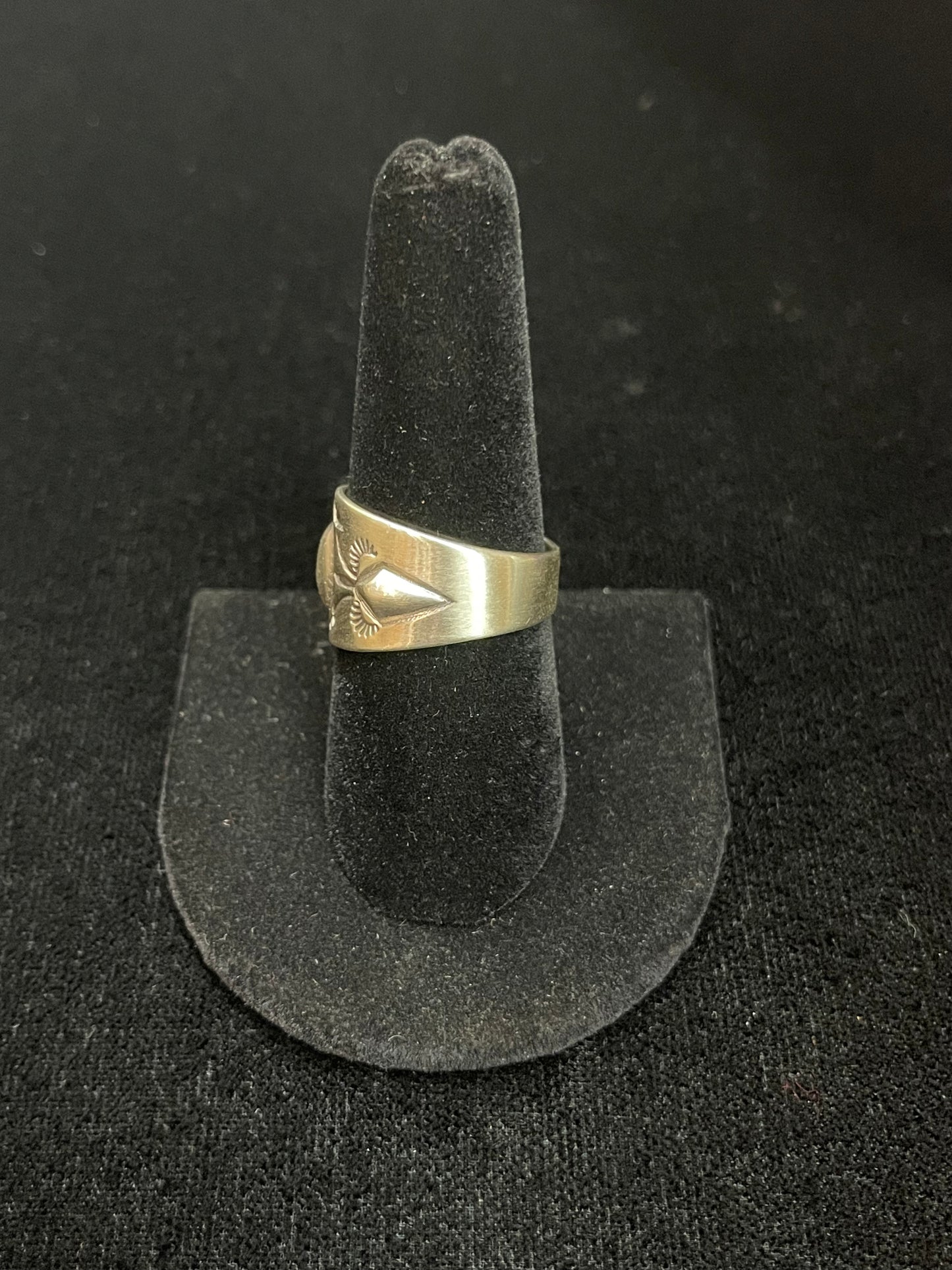 Stamped Sterling Silver Ring by Edison Saunders, Navajo