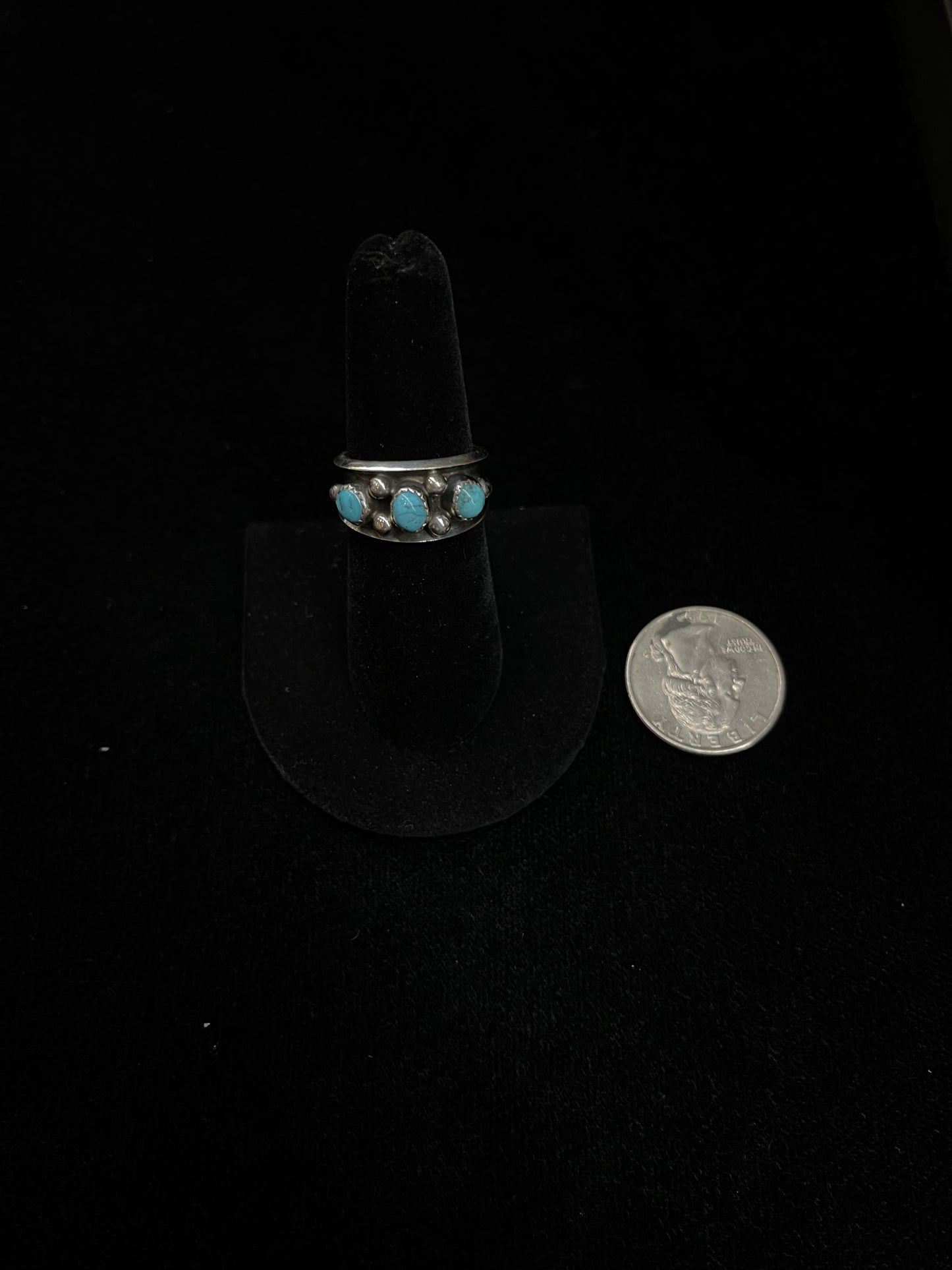 3 Stone Turquoise Ring by Paul Largo, Navajo