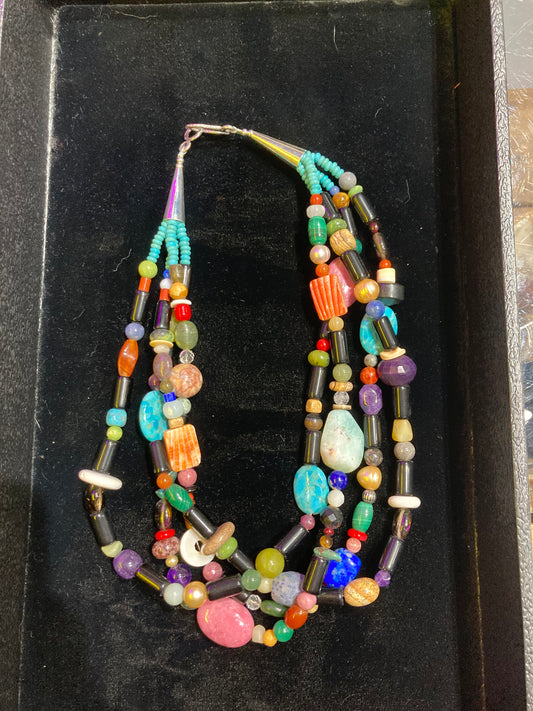 4 Strand Treasure Multi Stone Necklace