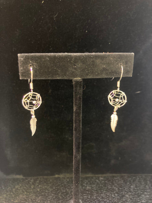 Dream Catcher Earrings One Feather