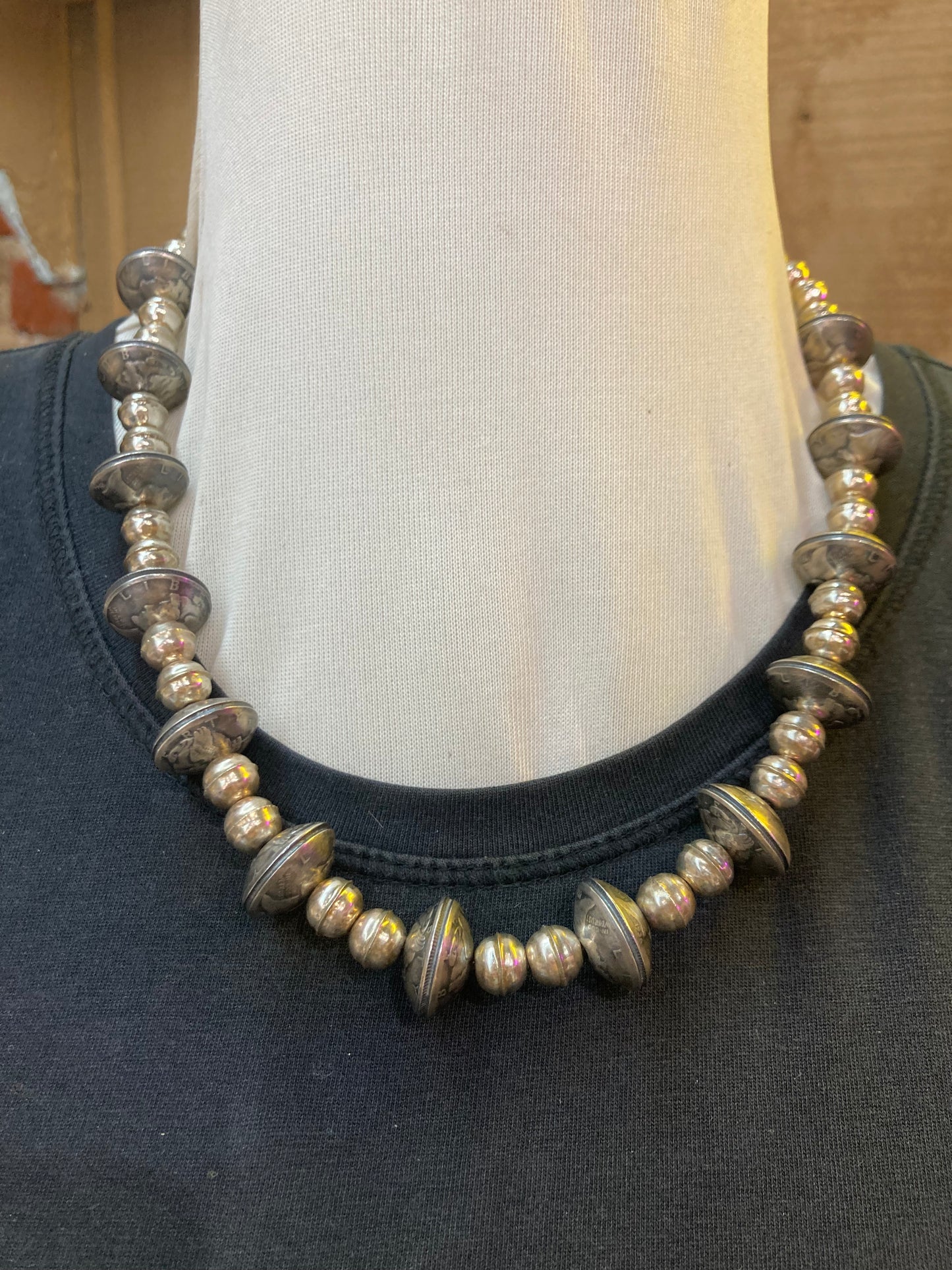 Vintage Silver Mercury Dime Handmade Pearl Necklace
