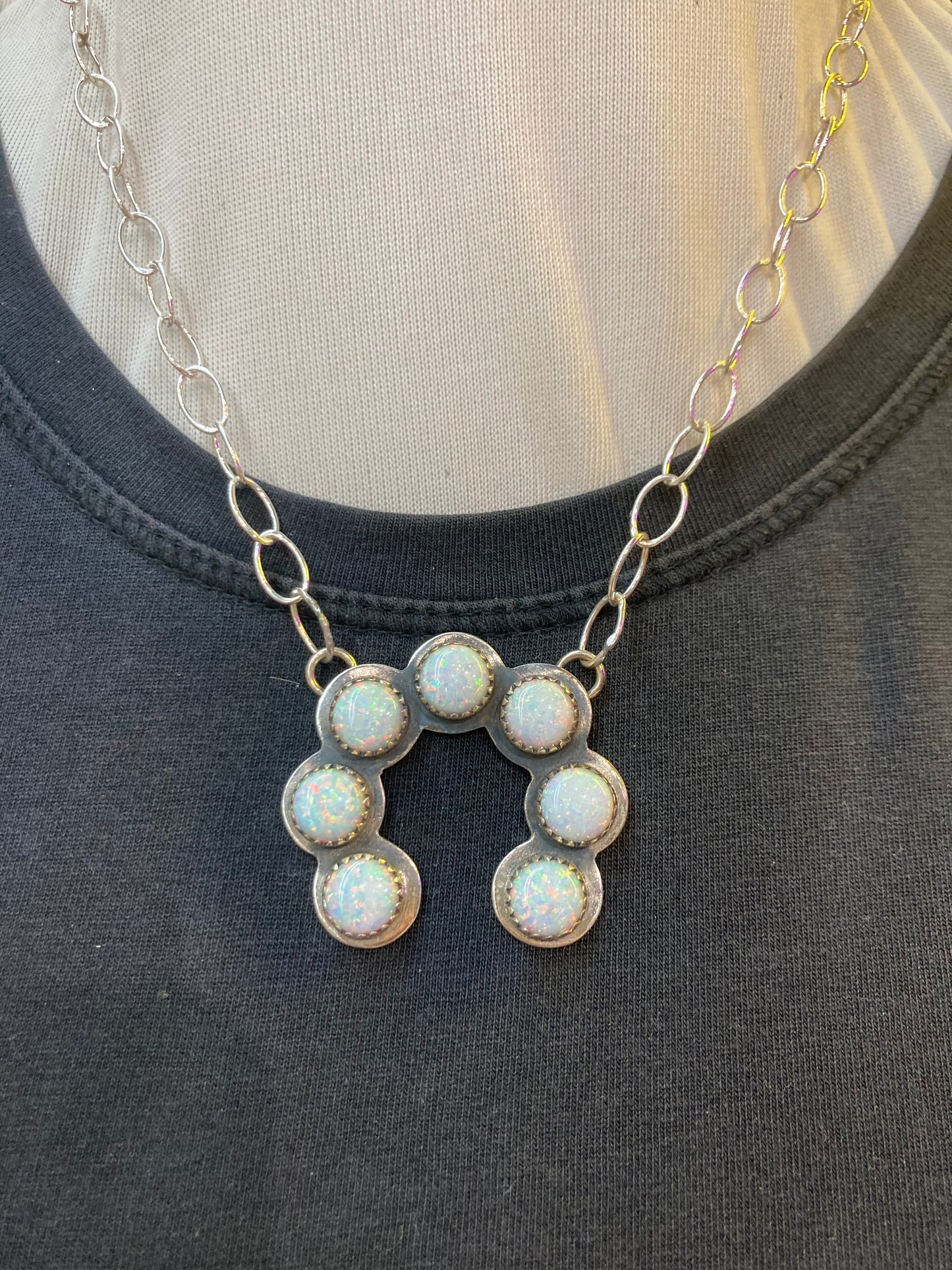 White Opal 7 Stone Necklace