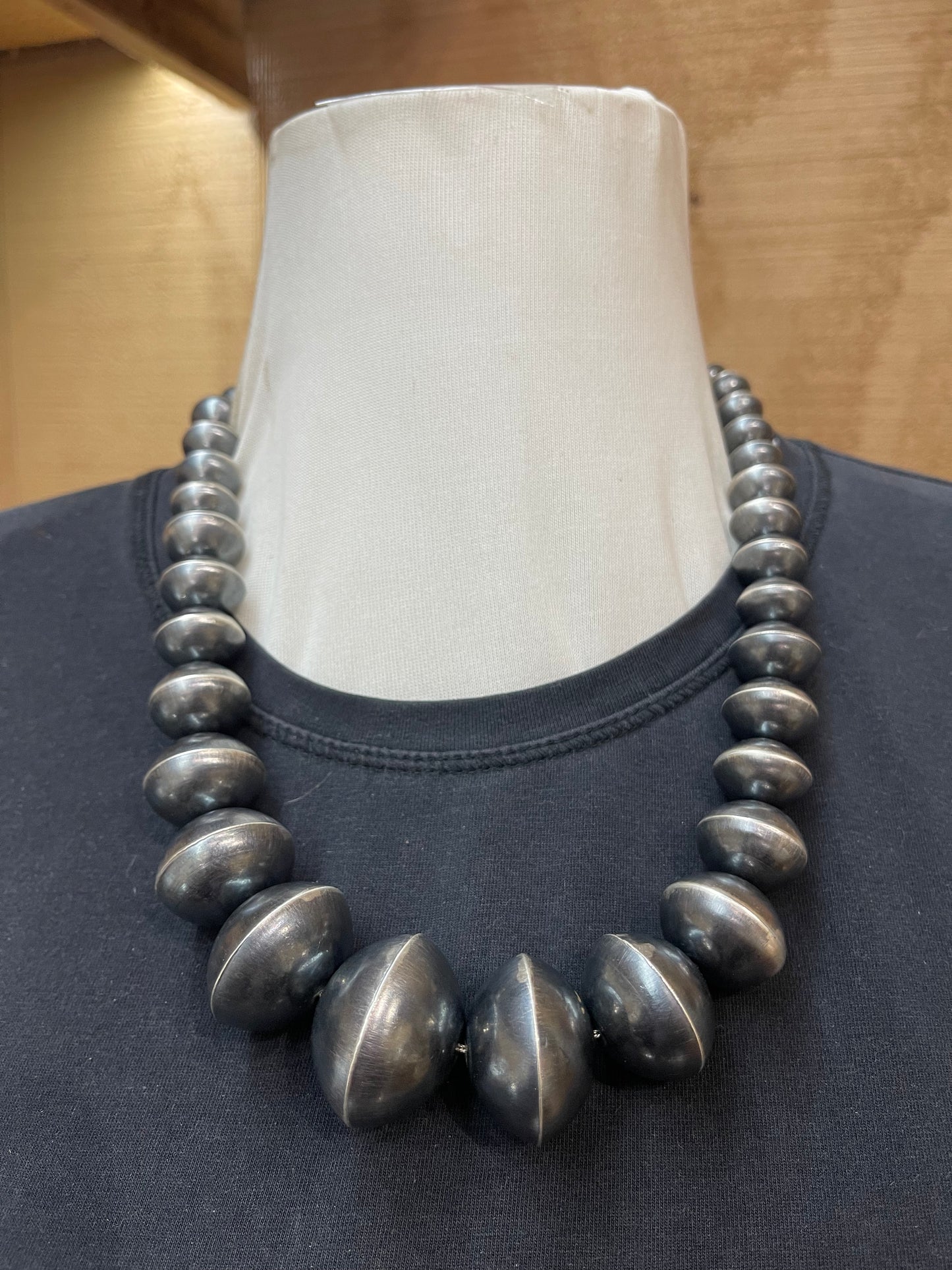 22" Handmade Graduated Navajo Pearls by Austin Haley, Navajo