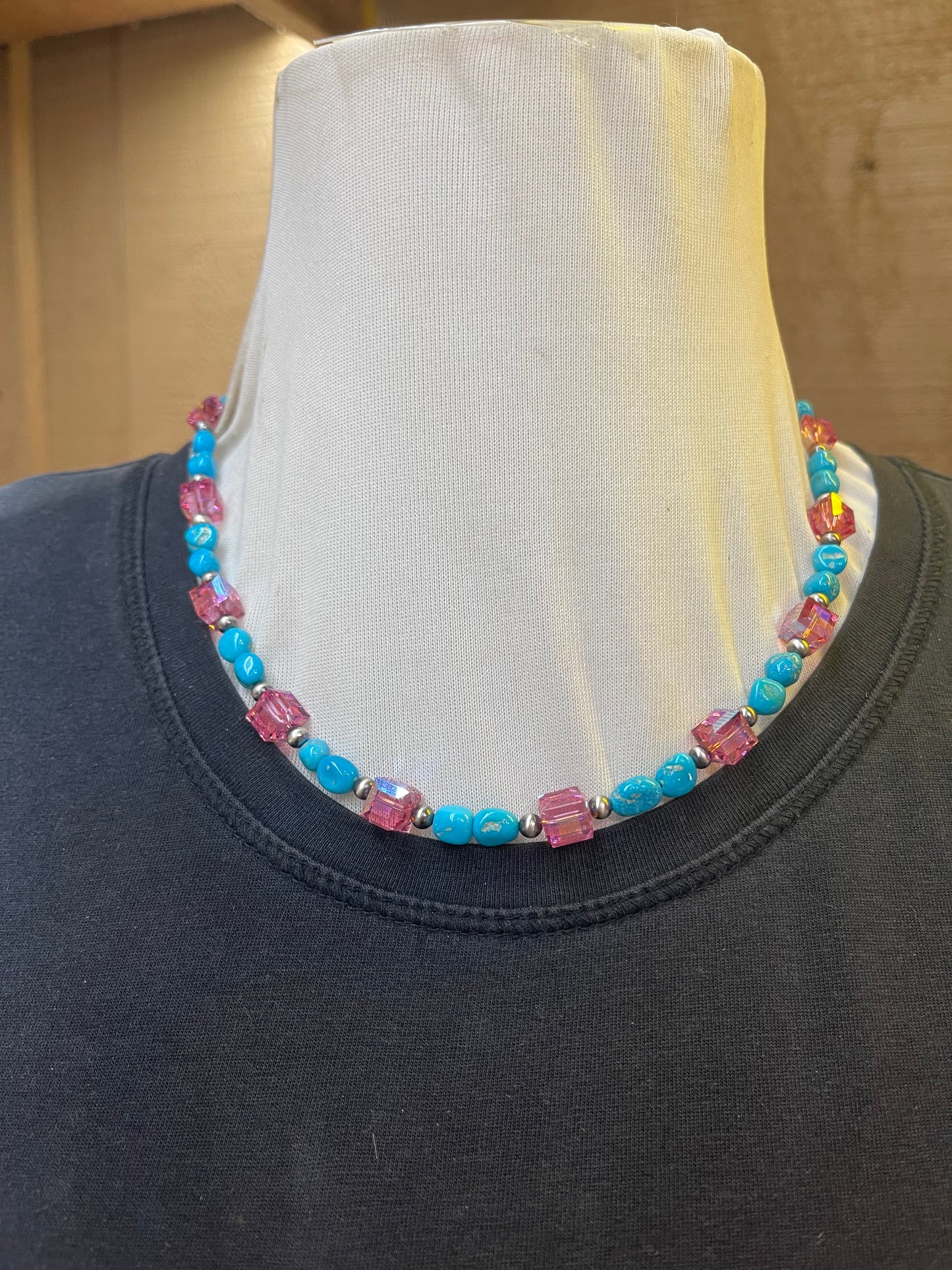 Pink Swarovski Crystals and Sleeping Beauty Turquoise