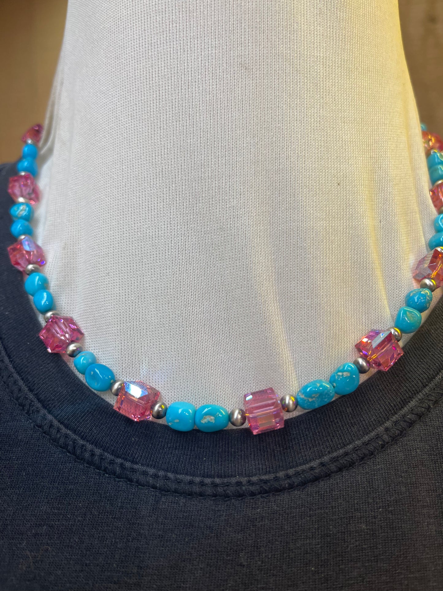 Pink Swarovski Crystals and Sleeping Beauty Turquoise