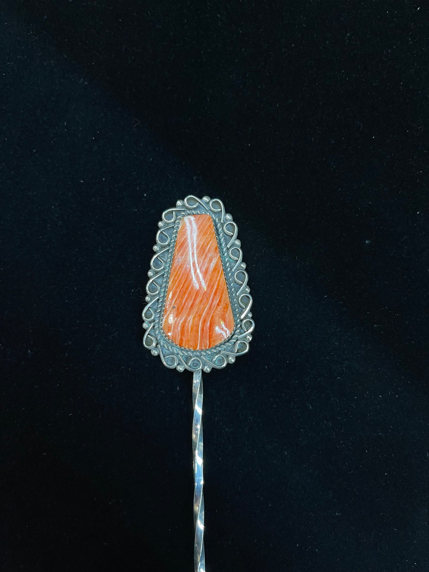 7" Spiny Oyster Hair Pin by Lorinzo Alviso, Navajo