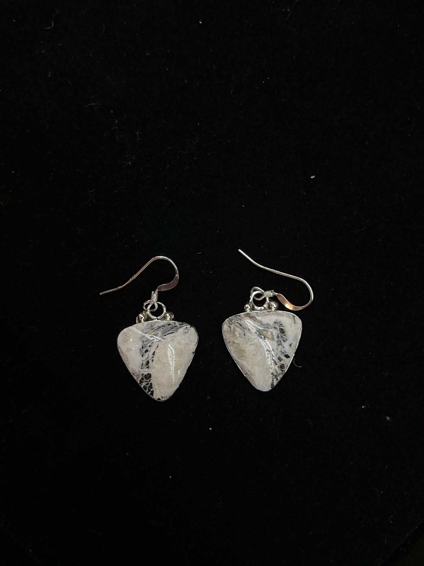 White Buffalo Dangle Earrings by David Lopez, Navajo