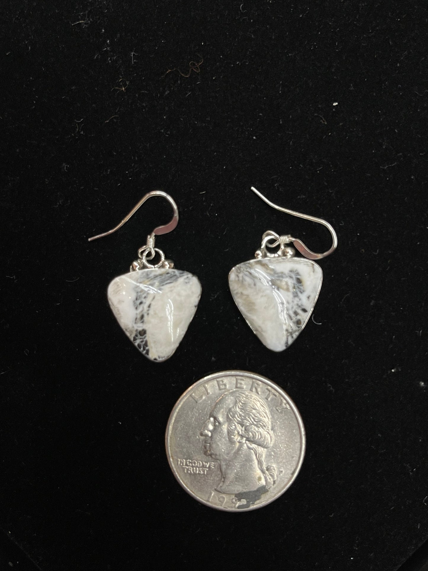 White Buffalo Dangle Earrings by David Lopez, Navajo