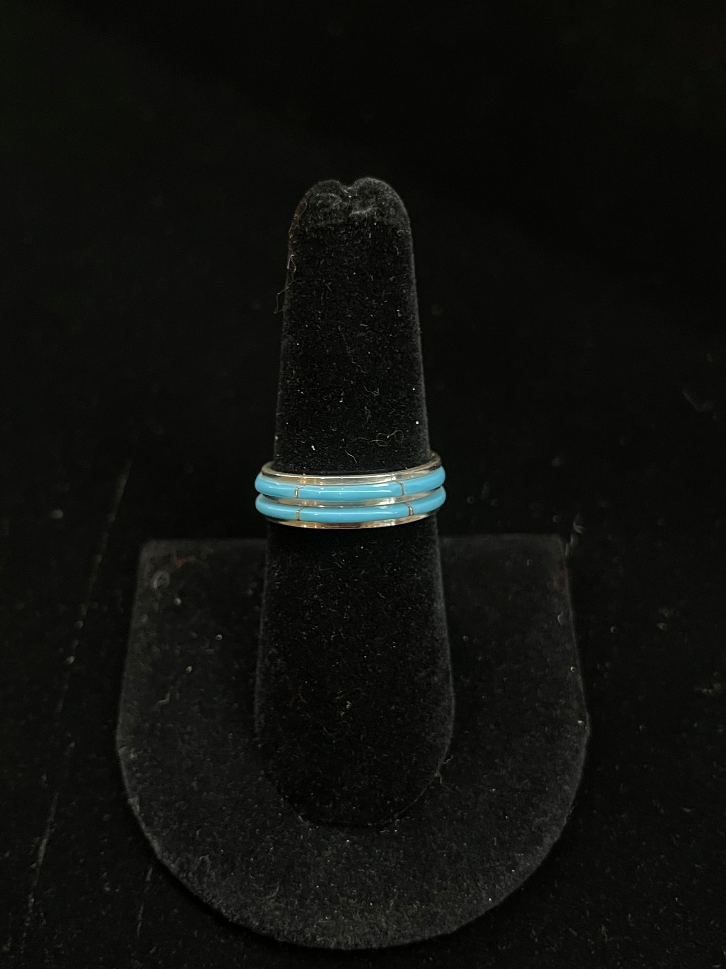 Two Row Sleeping Beauty Inlay Ring by Bevis Massie, Zuni