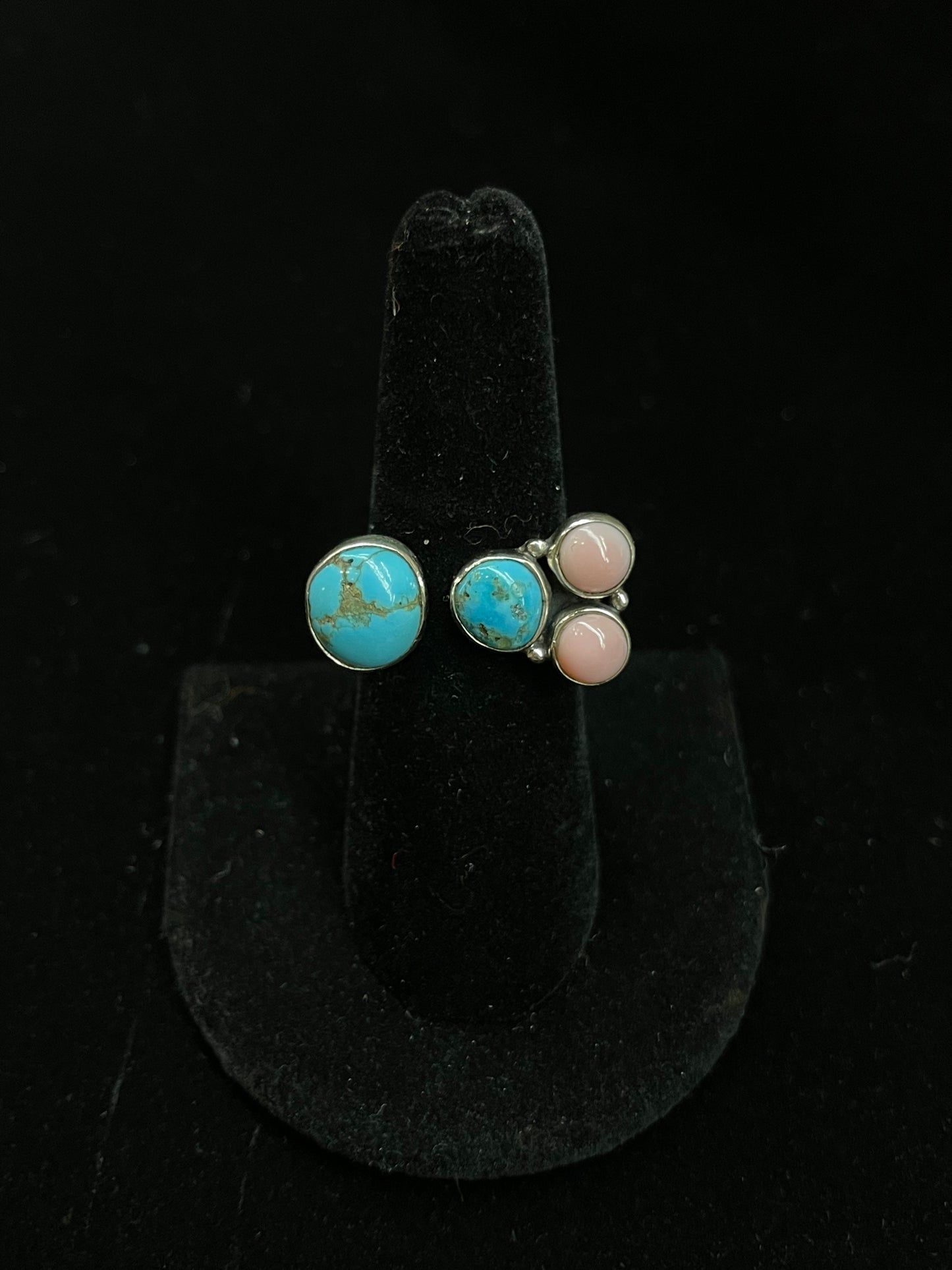 Adjustable Sleeping Beauty Turquoise and Pink Conch Shell Ring
