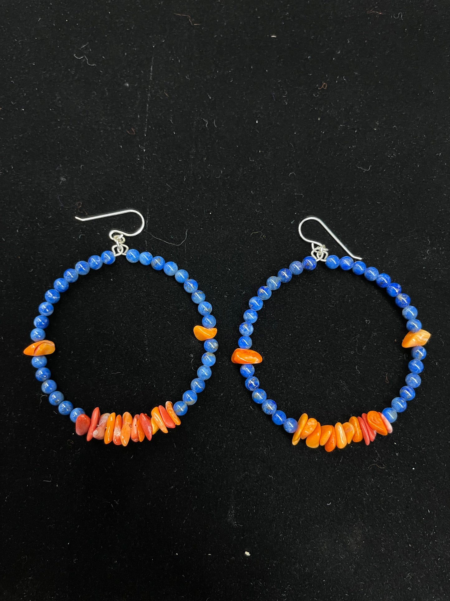 Lapis and Spiny Oyster Dangle Earrings, Santo Domingo