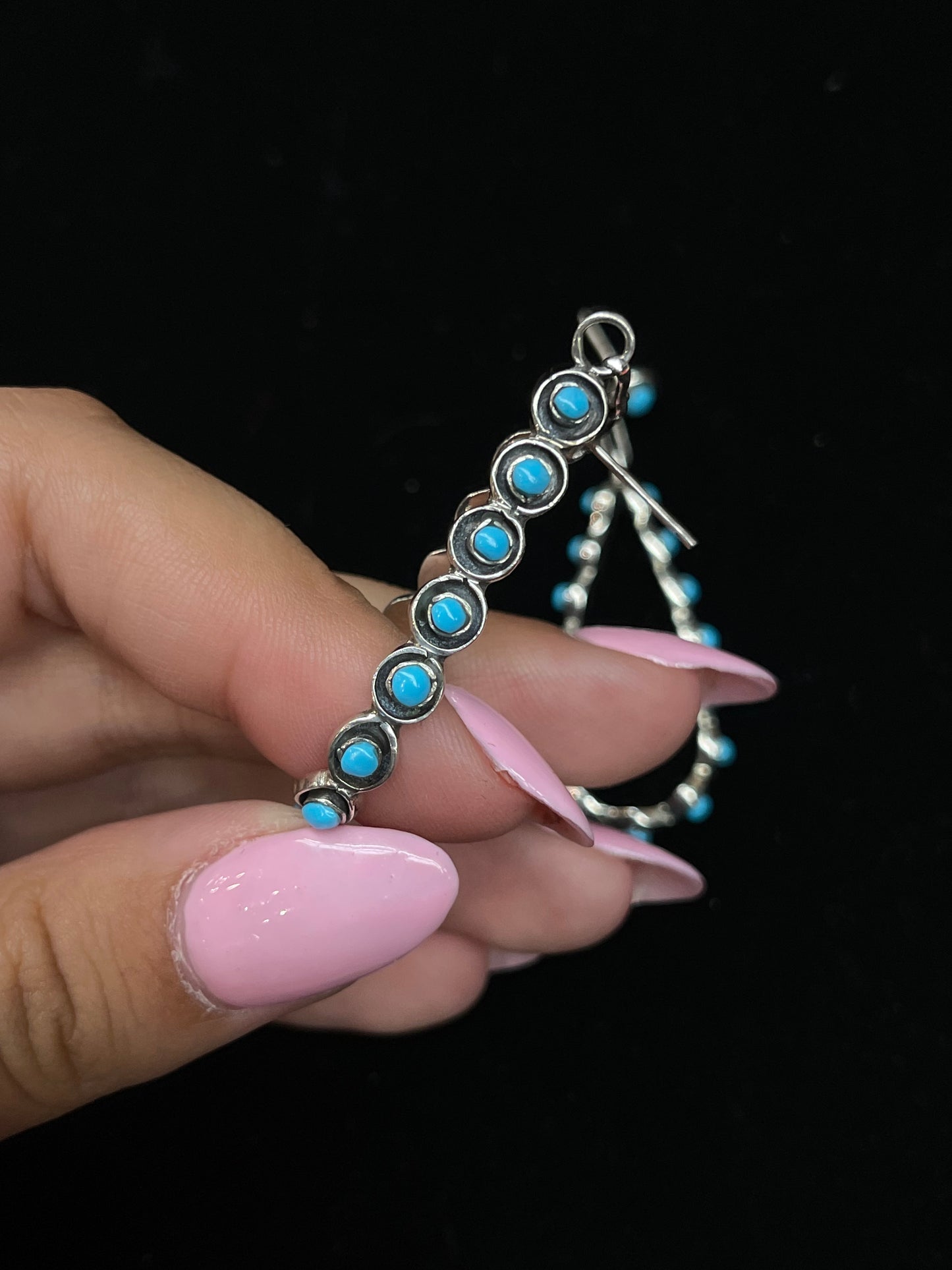 Sleeping Beauty Turquoise Teardrop Post Dangle Earrings, Zuni made