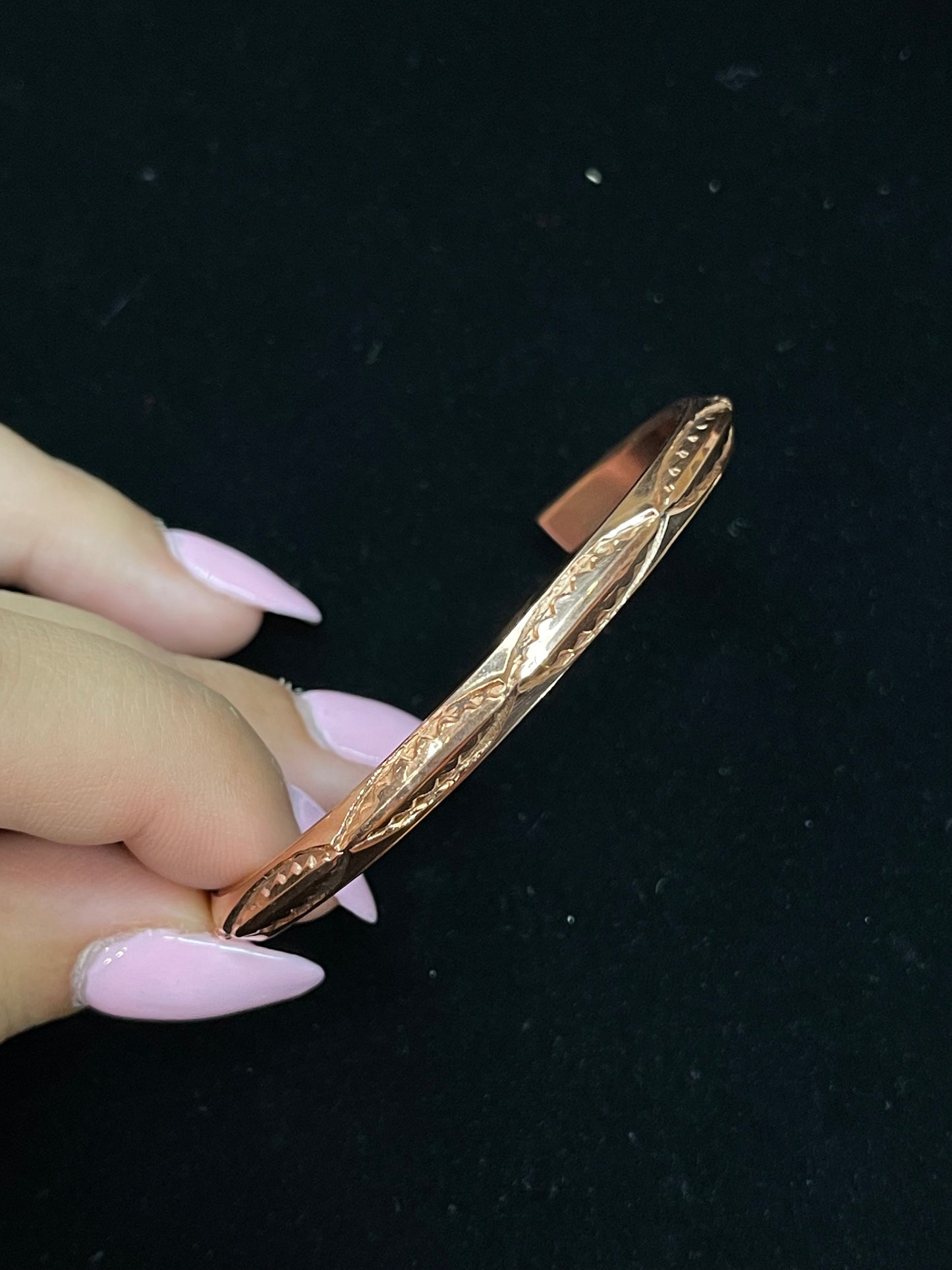 6 1/4" Stamped Copper Cuff by Elaine Tahe