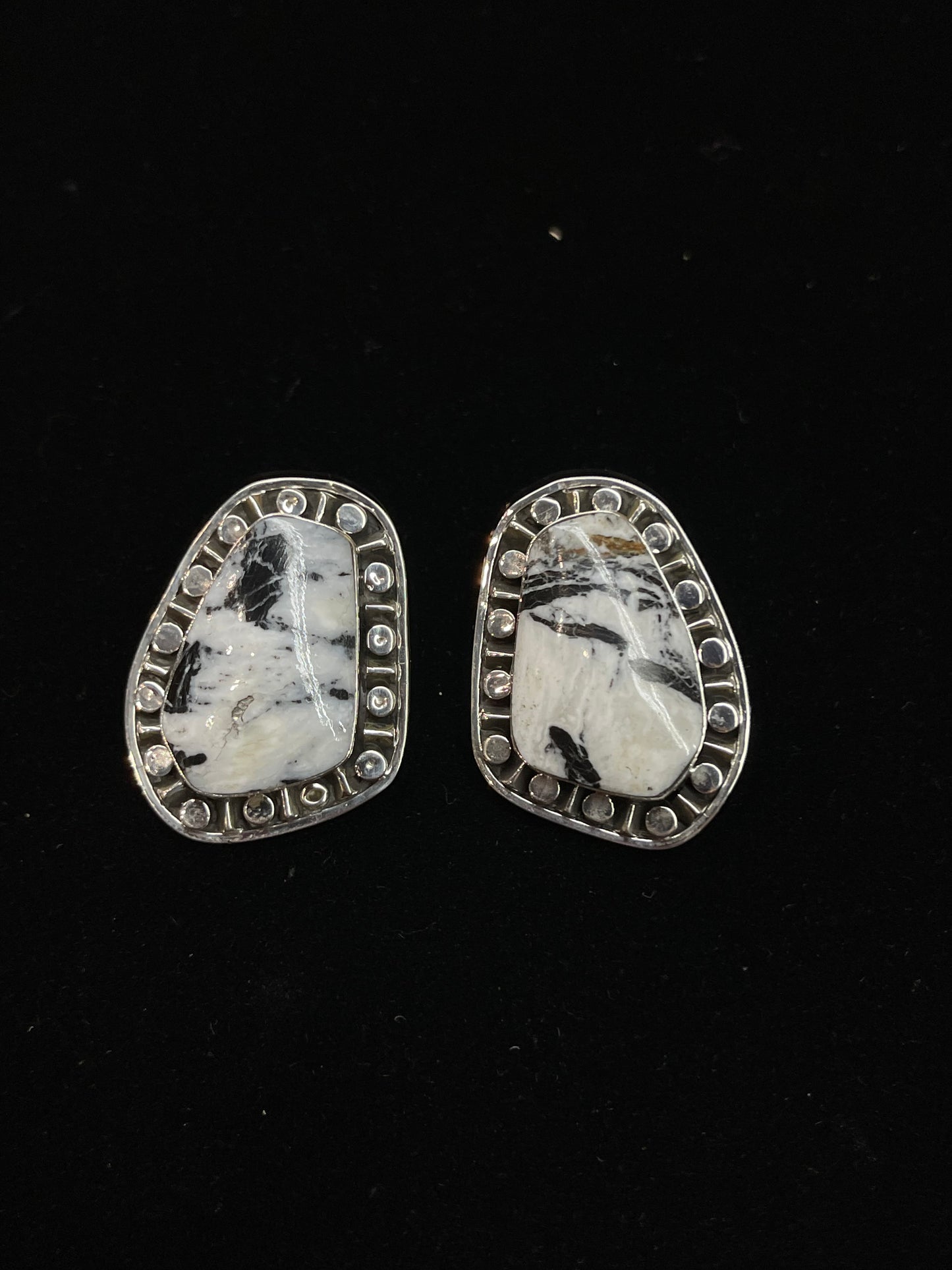 White Buffalo Post Earrings by Sharon Mcarthy, Navajo