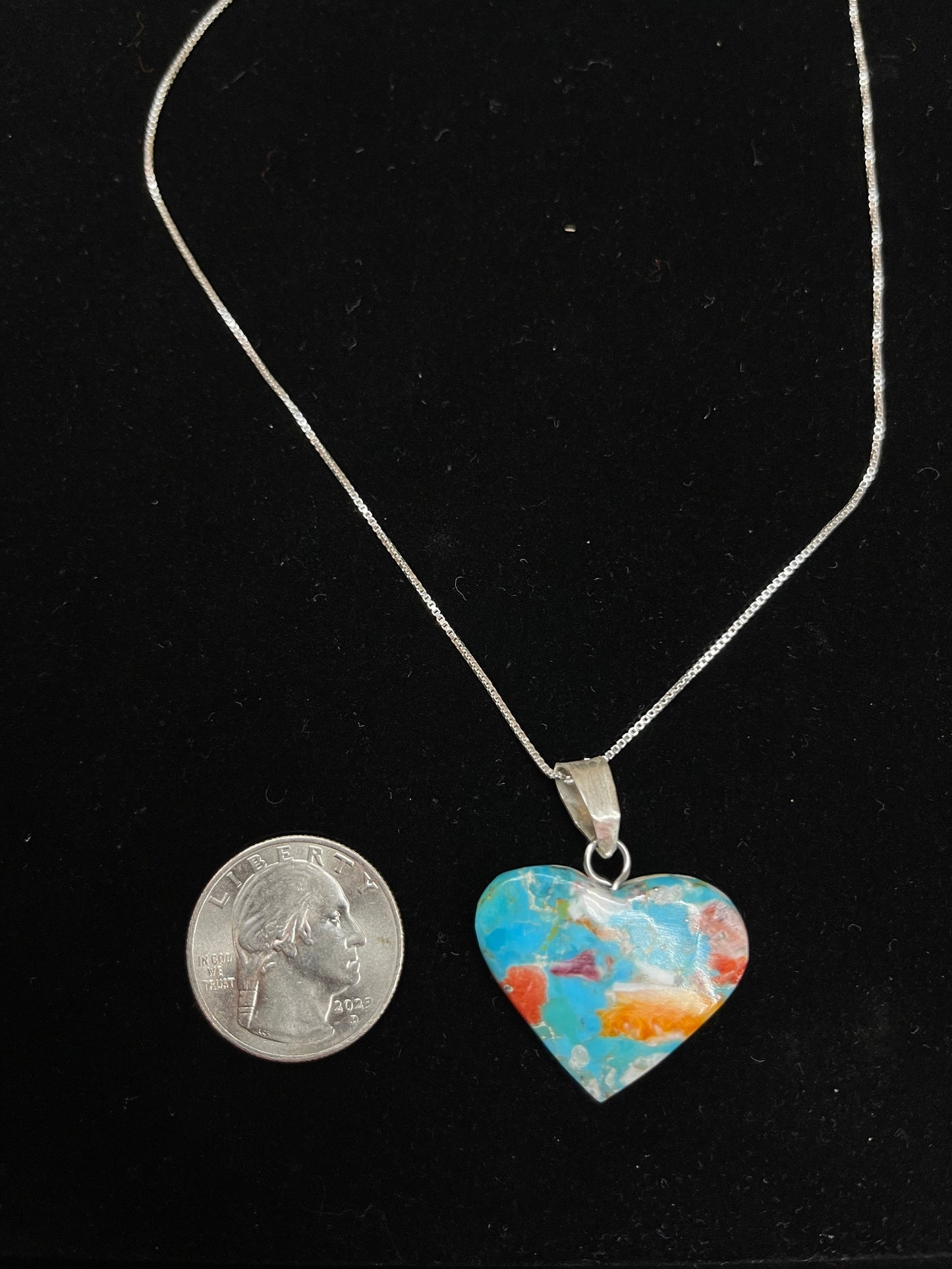 16" Spiny Turquoise Heart Necklace