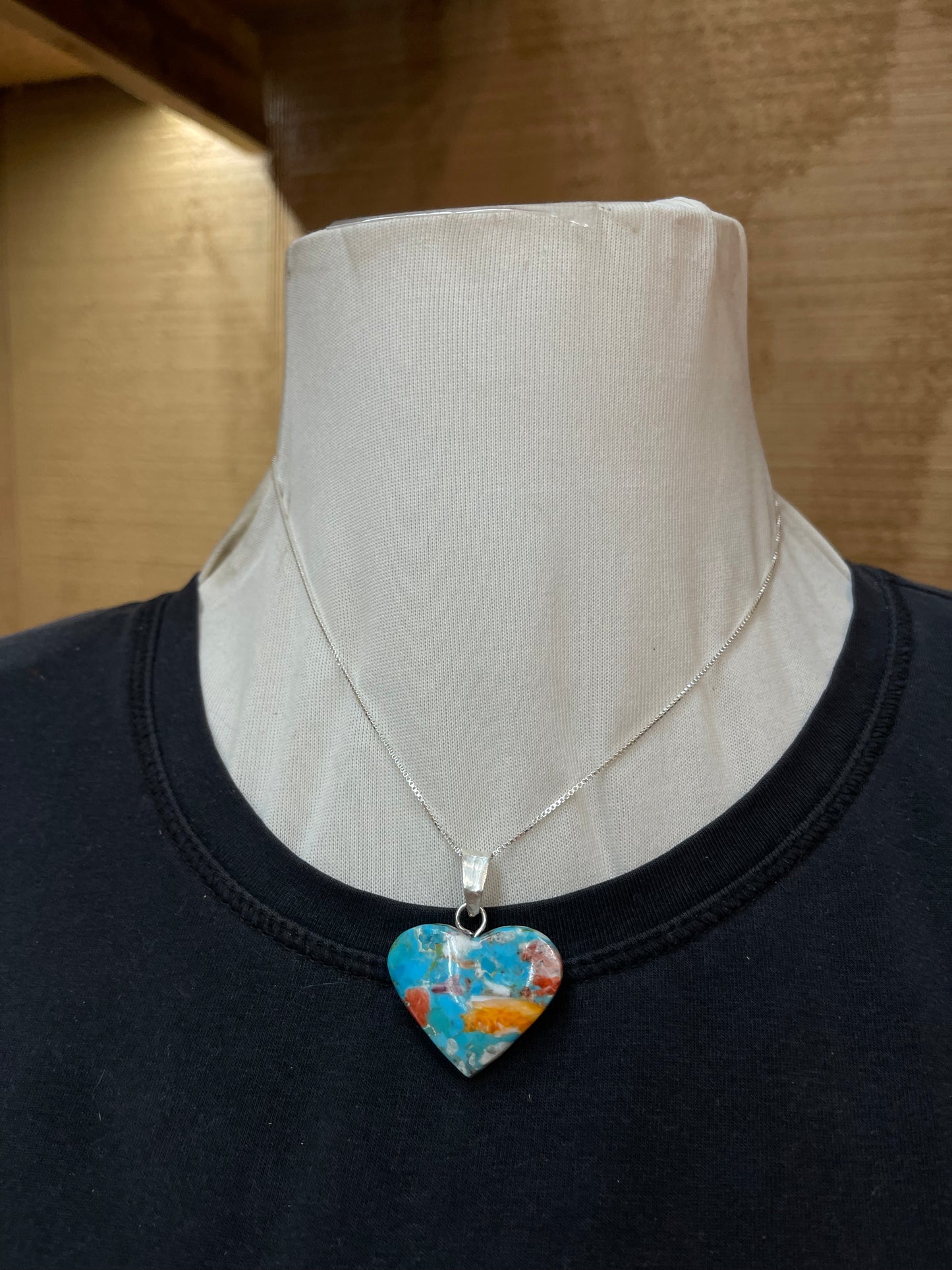 16" Spiny Turquoise Heart Necklace